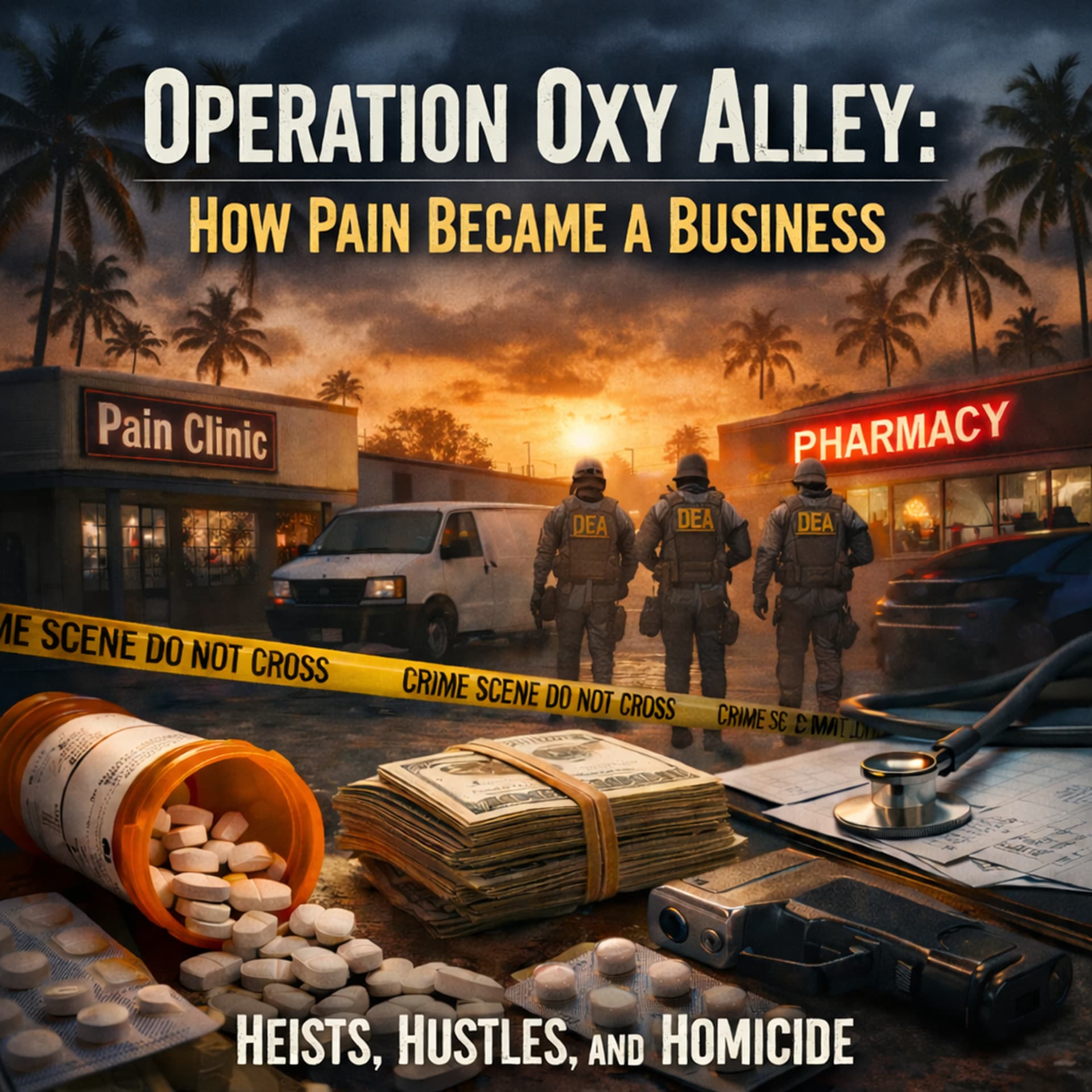 "Operation Oxy Alley: How Pain Became a Business" - Heists, Hustles, and Homicide cover