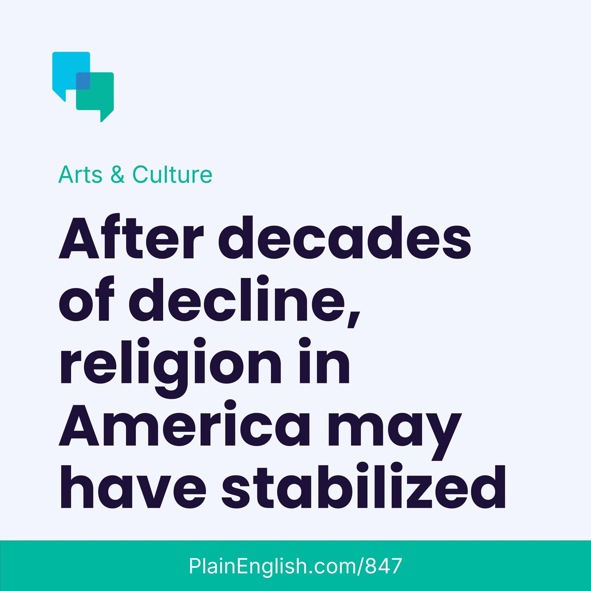 America's religious decline may be on pause - Plain English cover