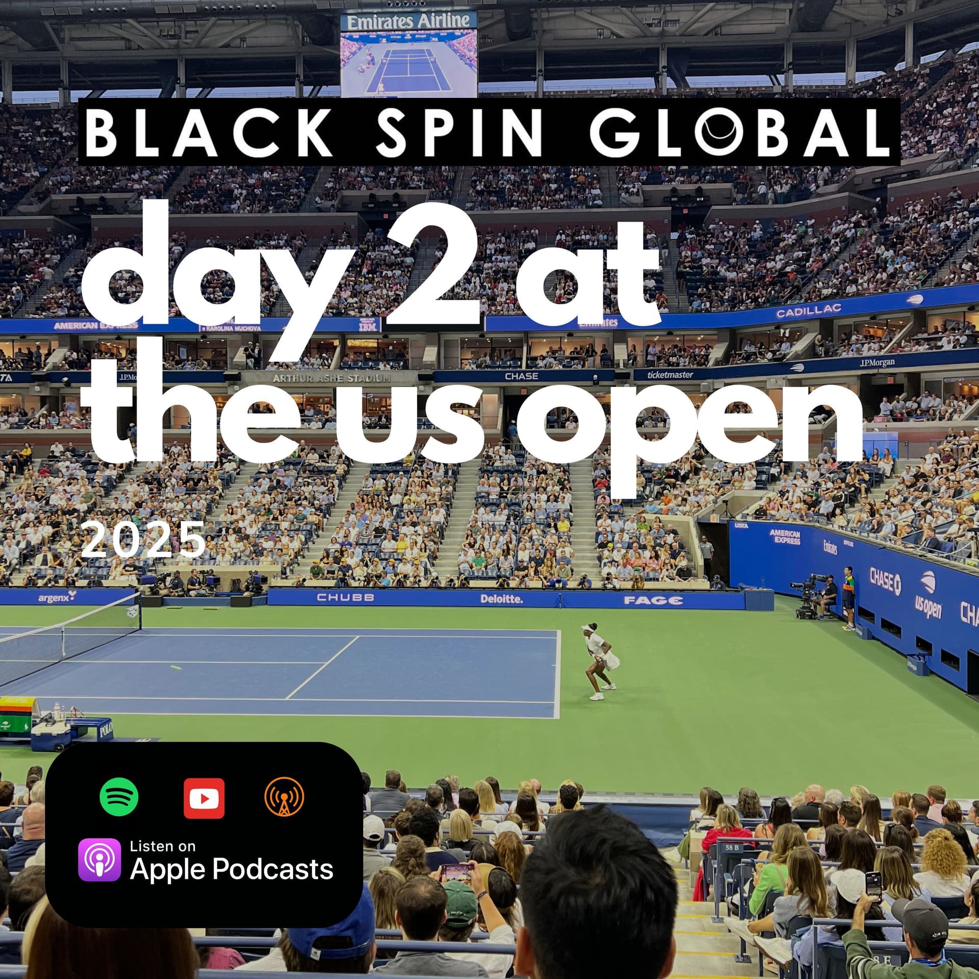 Day 2 at the US Open 2025: Venus wows, Keys upset, Townsend, Tiafoe and Diallo progress — Black Spin Global: The Podcast cover