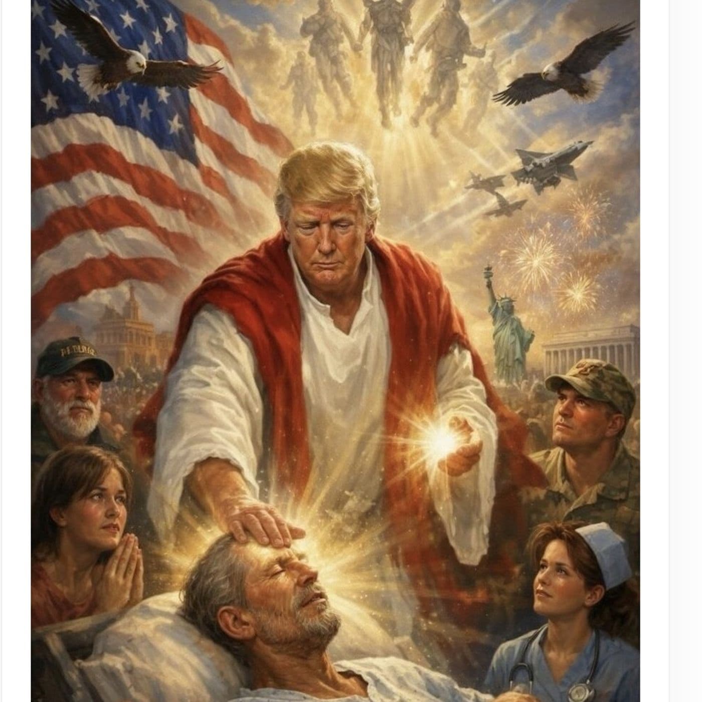 April 13, 2026 - Trump deletes controversial post depicting him as Jesus, claiming he thought he was depicted as a doctor - Simon Marks Reporting cover