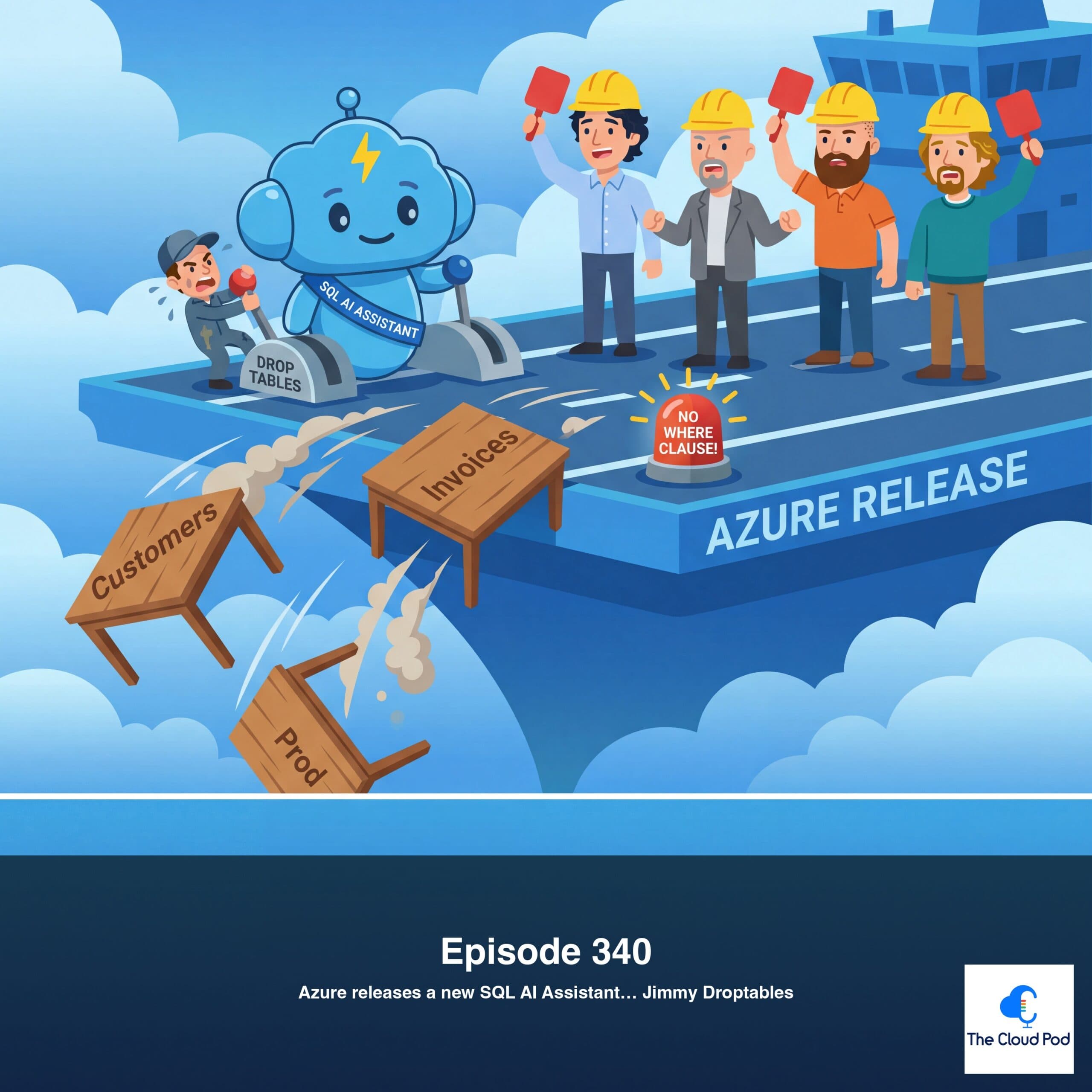 340: Azure releases a new SQL AI Assistant… Jimmy Droptables - The Cloud Pod | Weekly AI & Cloud News on AWS, Azure & GCP cover