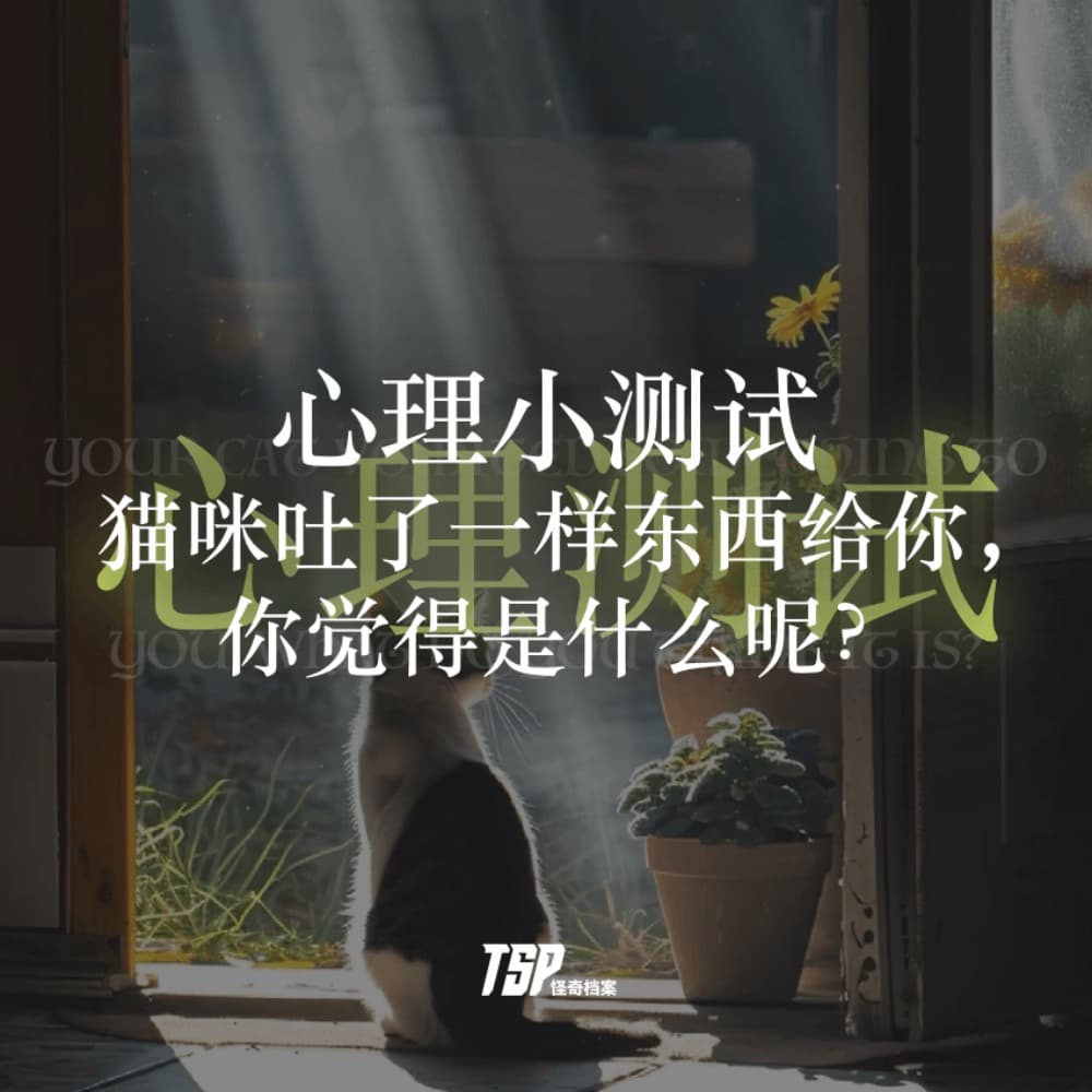 心理小测试：猫咪吐了一样东西给你，你觉得是什么呢？ - TSP怪奇档案 cover