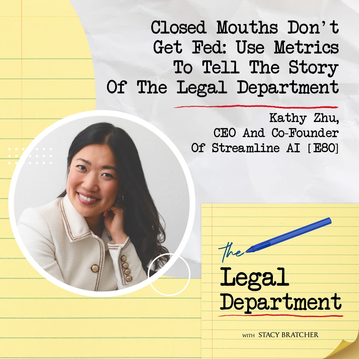 Closed Mouths Don't Get Fed: Use Metrics To Tell The Story Of The Legal Department With Kathy Zhu, CEO And Co-Founder Of Streamline AI [E80] - The Legal Department cover