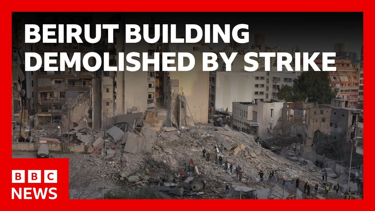 Israeli strike demolishes building in central Beirut | BBC News - BBC News cover