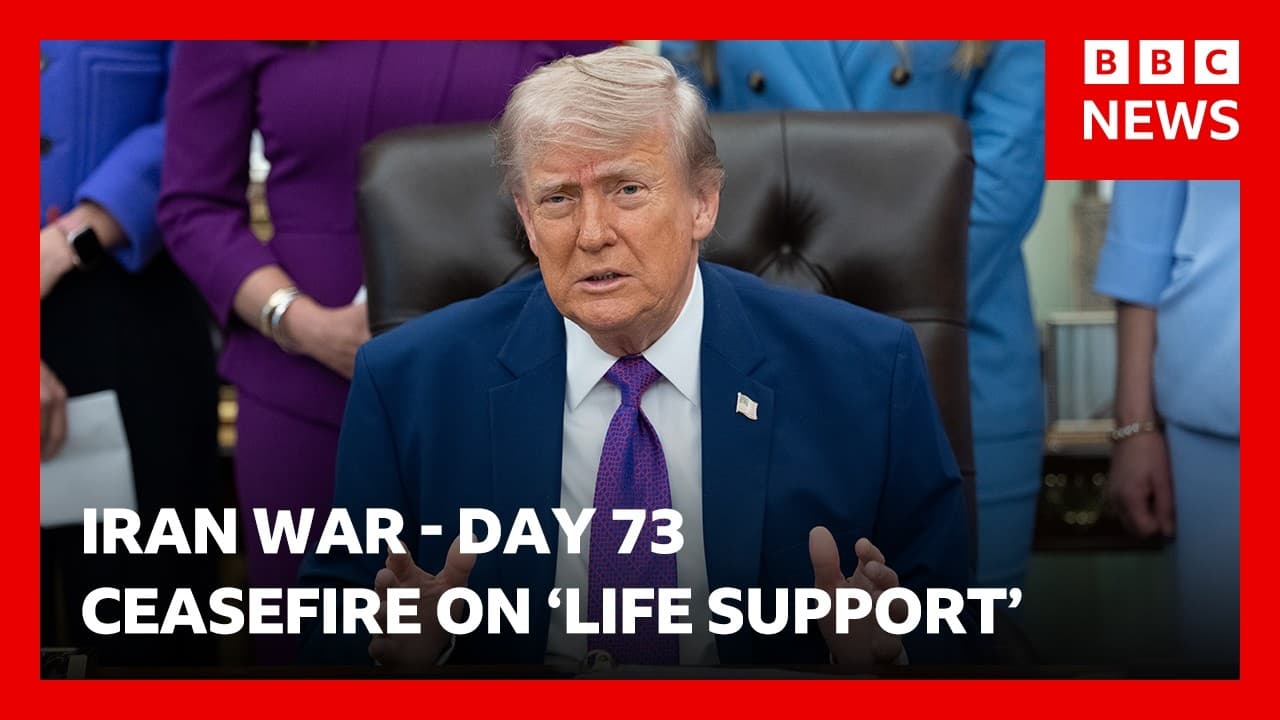 US President Donald Trump says Iran ceasefire is on 'massive life support' | BBC News — BBC News cover