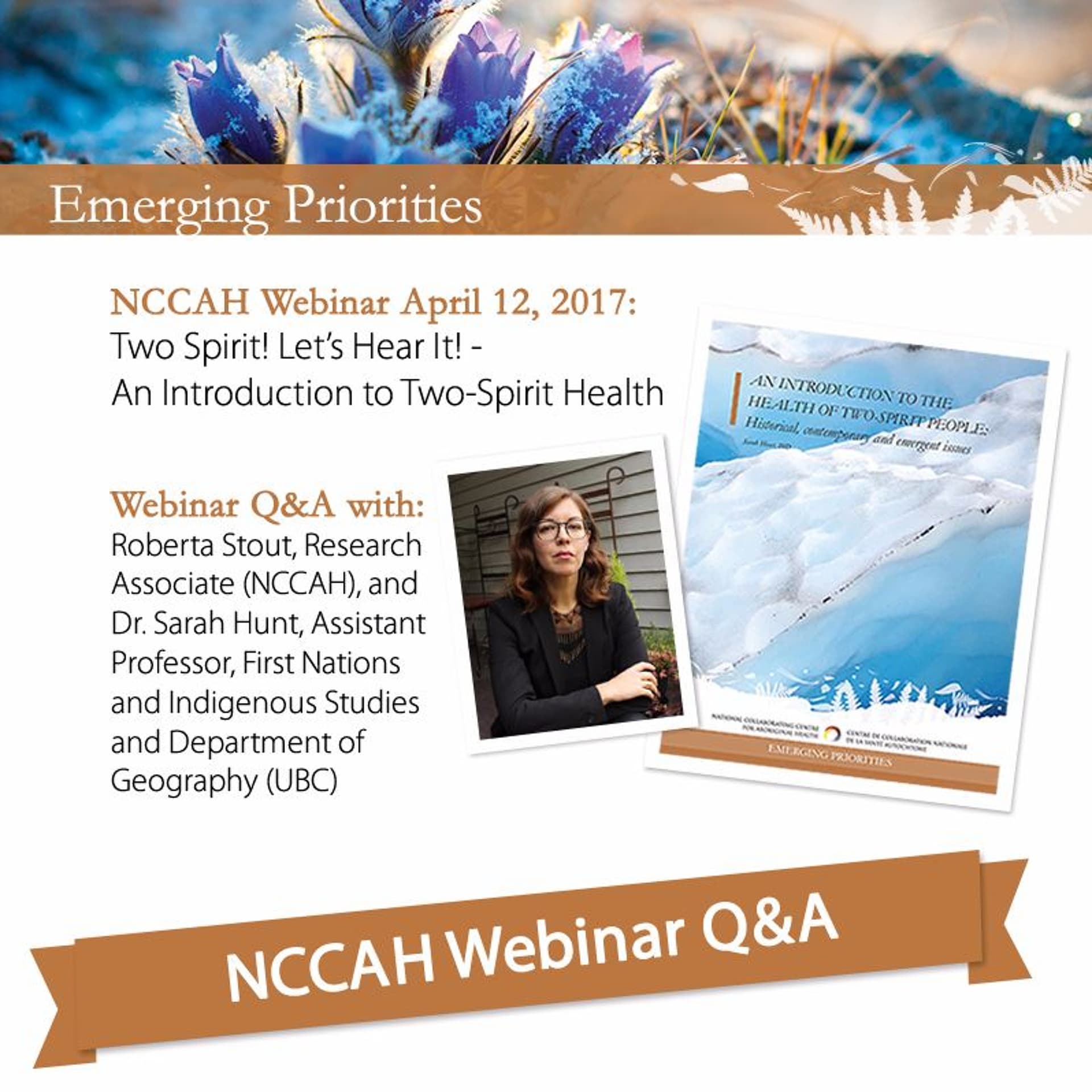 NCCIH Webinar Two Spirit! Let’s Hear It! Q&A with Dr. Sarah Hunt - Voices from the Field cover