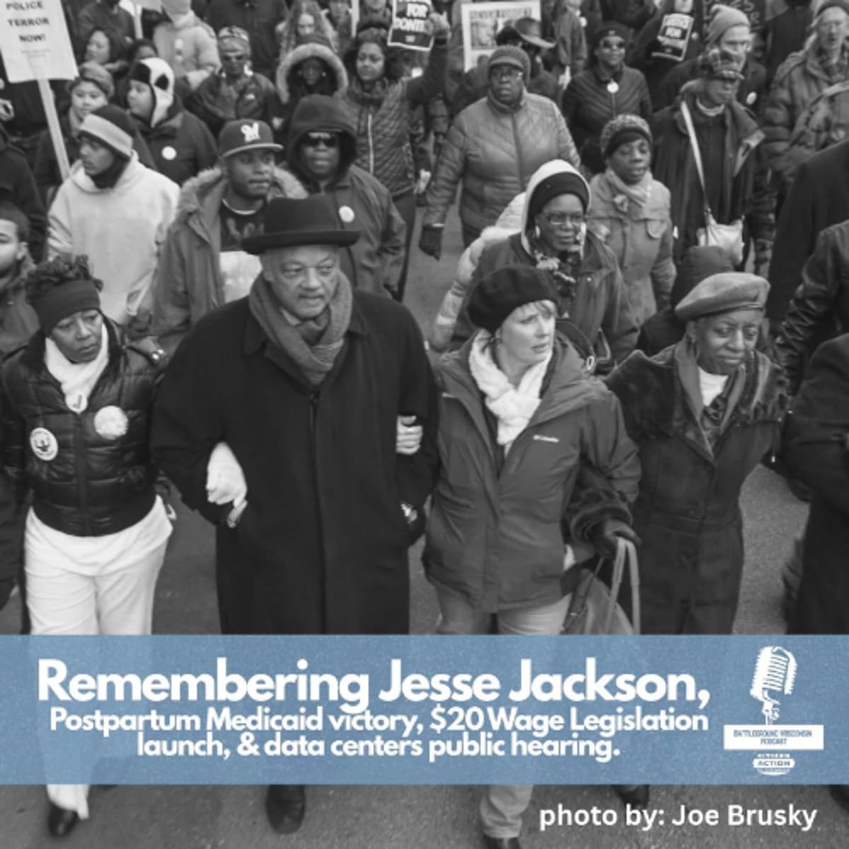 Remembering Jesse Jackson, Postpartum Medicaid victory, $20 Wage Legislation launch, and data centers public hearing - Battleground Wisconsin cover