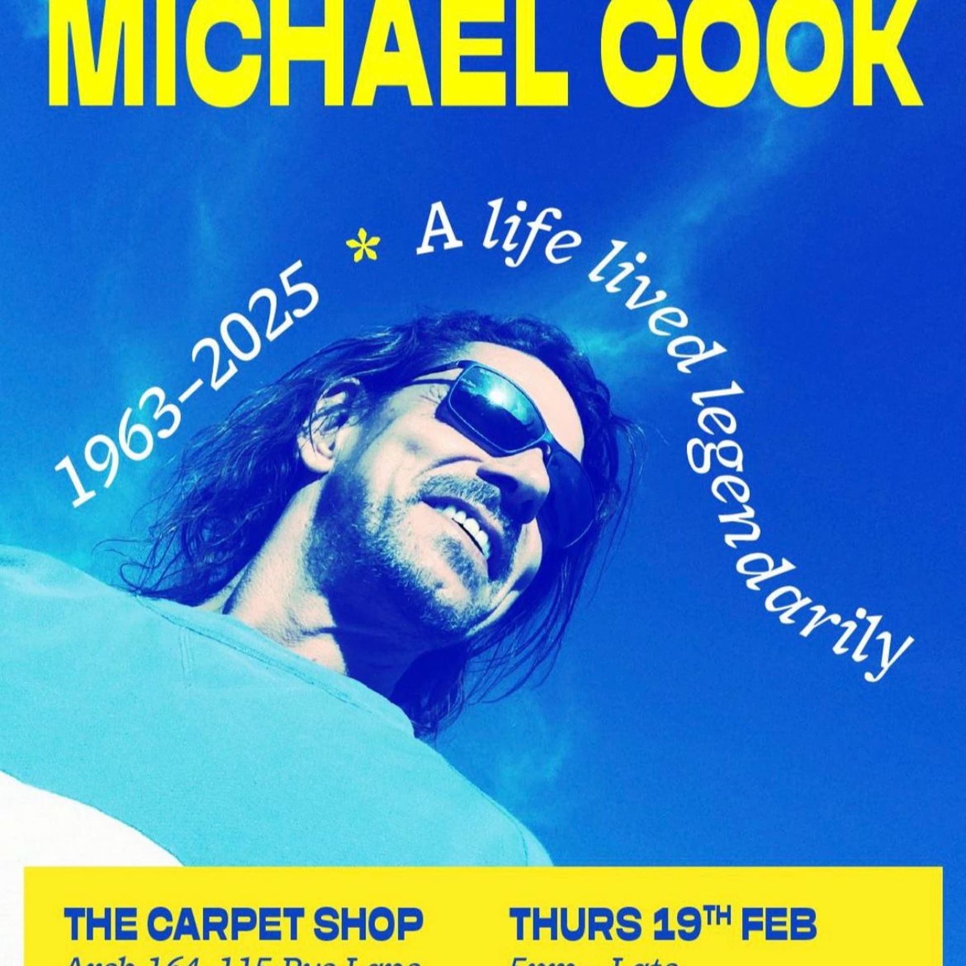 MICHAEL COOK WAKE, Thurs 19th Feb, The Carpet Shop, Peckham - Bill Brewster cover
