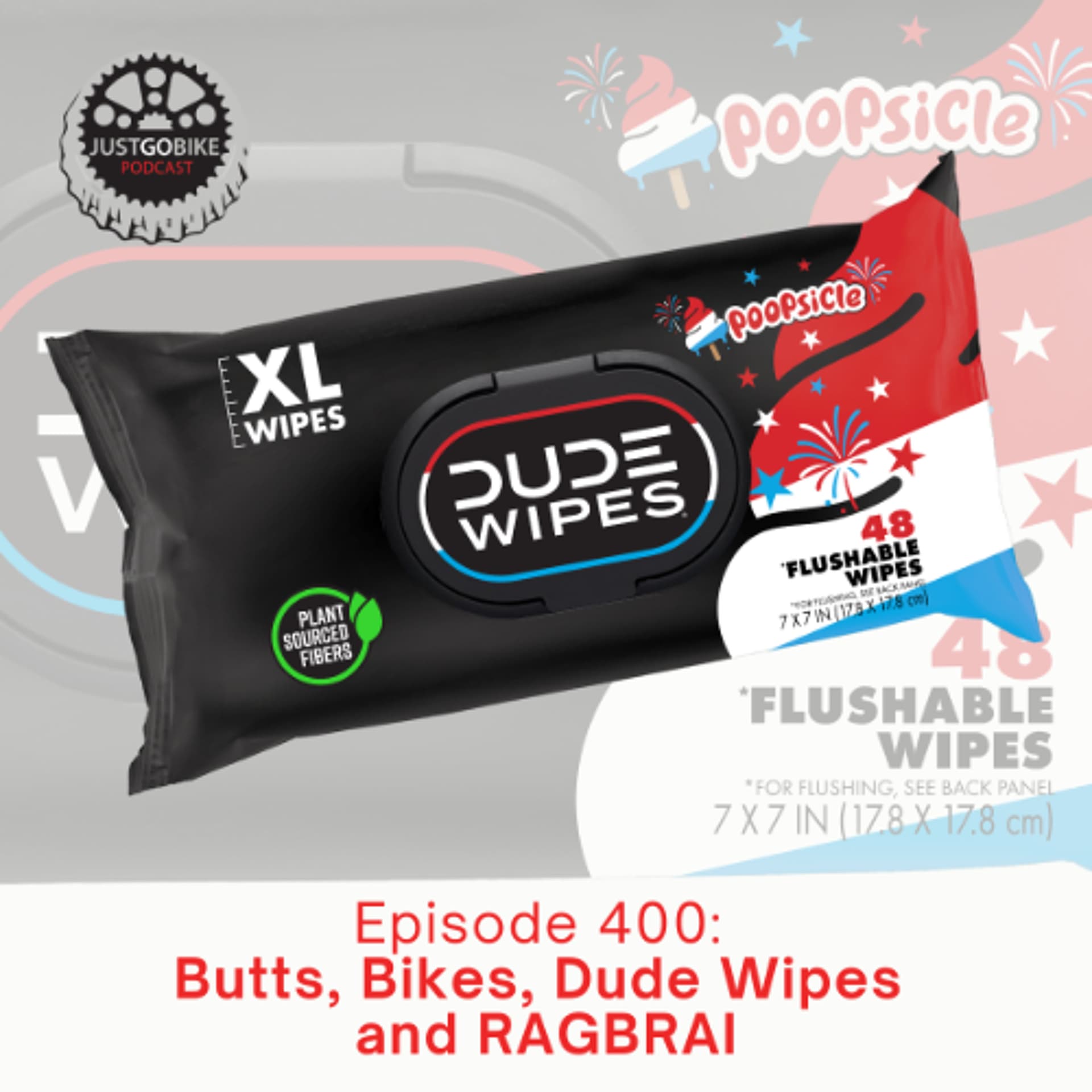 Episode 400: Butts, Bikes, Dude Wipes and RAGBRAI — JustGoBike cover