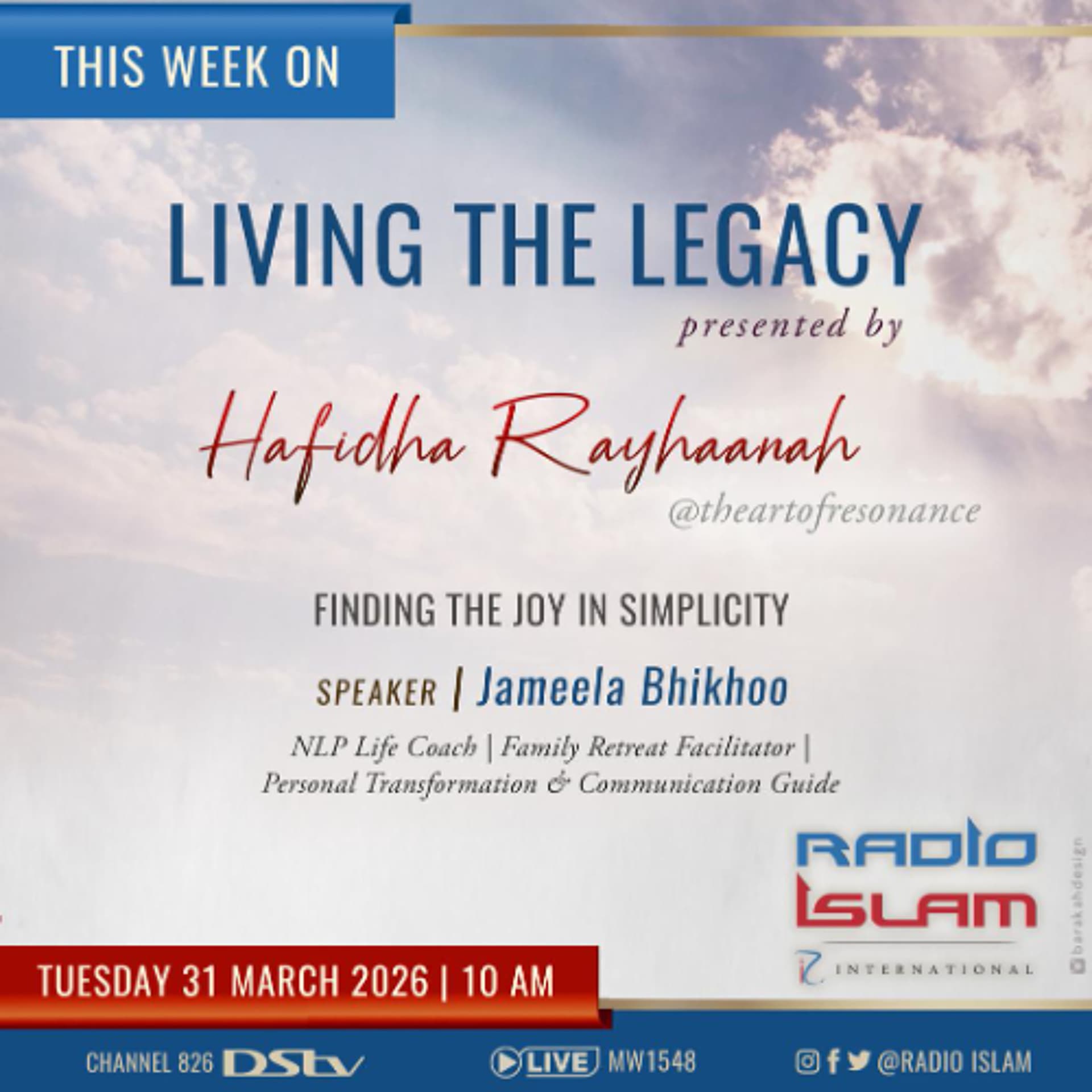 Finding The Joy in Simplity:Jameela Bhikoo - Radio Islam cover