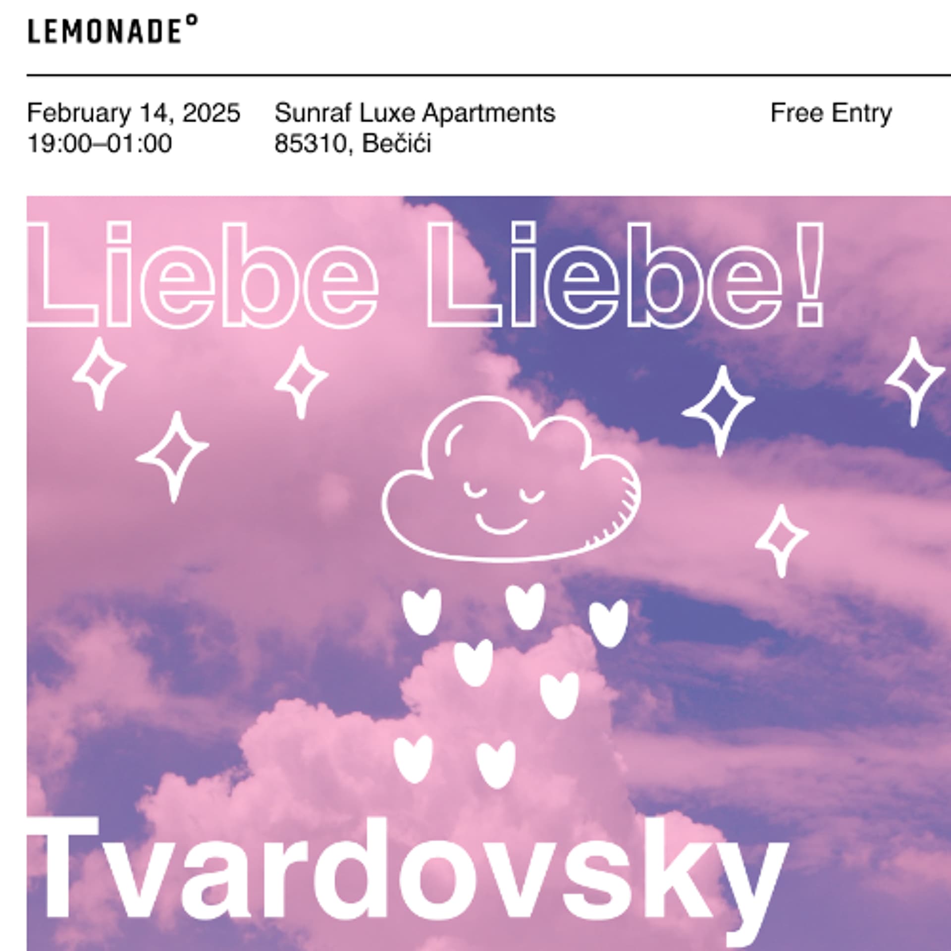 TVARDOVSKY @ Lemonade Bar, Montenegro - 14-02-2025 (DJ-SET) - Tvardovsky cover