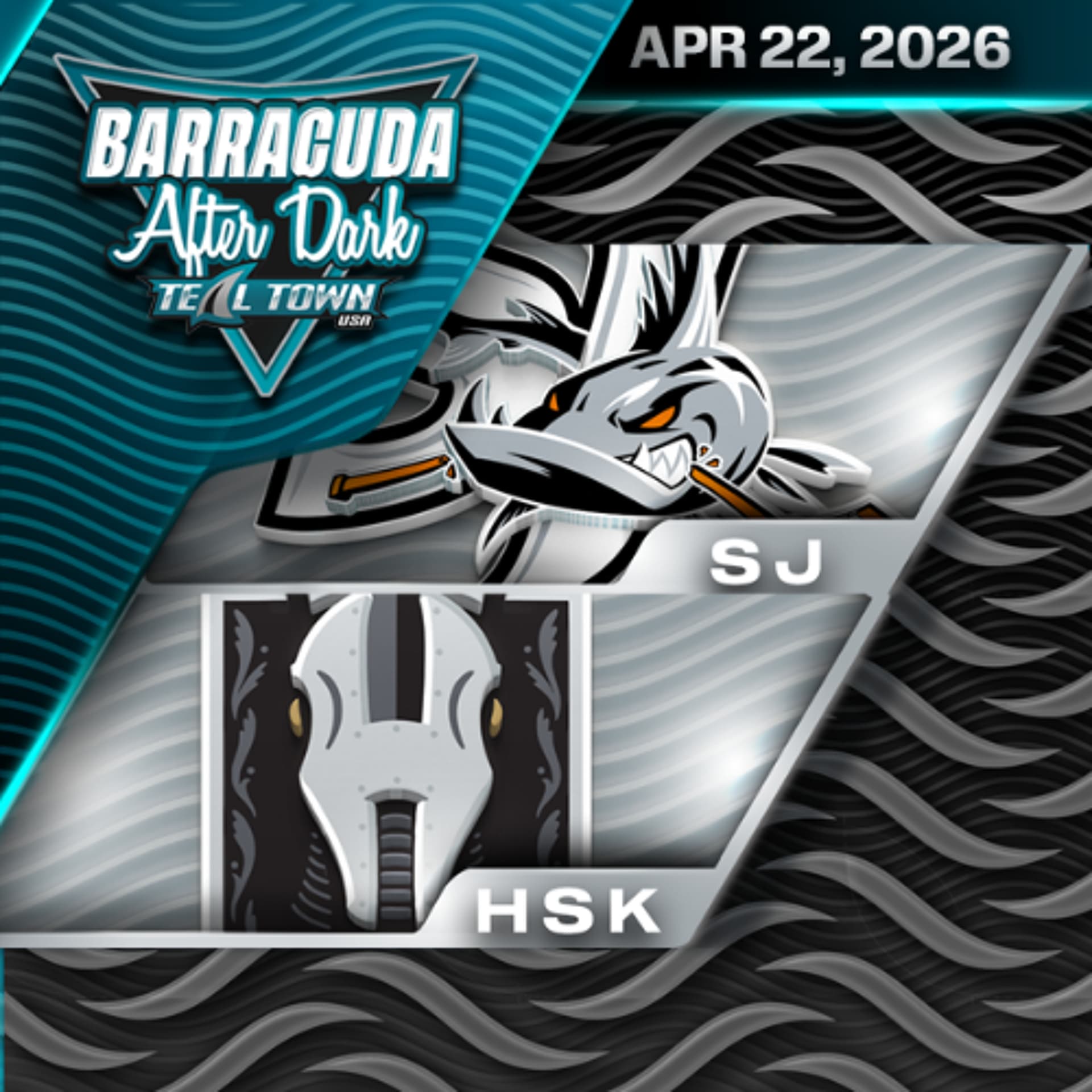 Game 1: Barracuda vs Silver Knights - 4/22/2026 - Barracuda After Dark on Teal Town USA — Teal Town USA cover