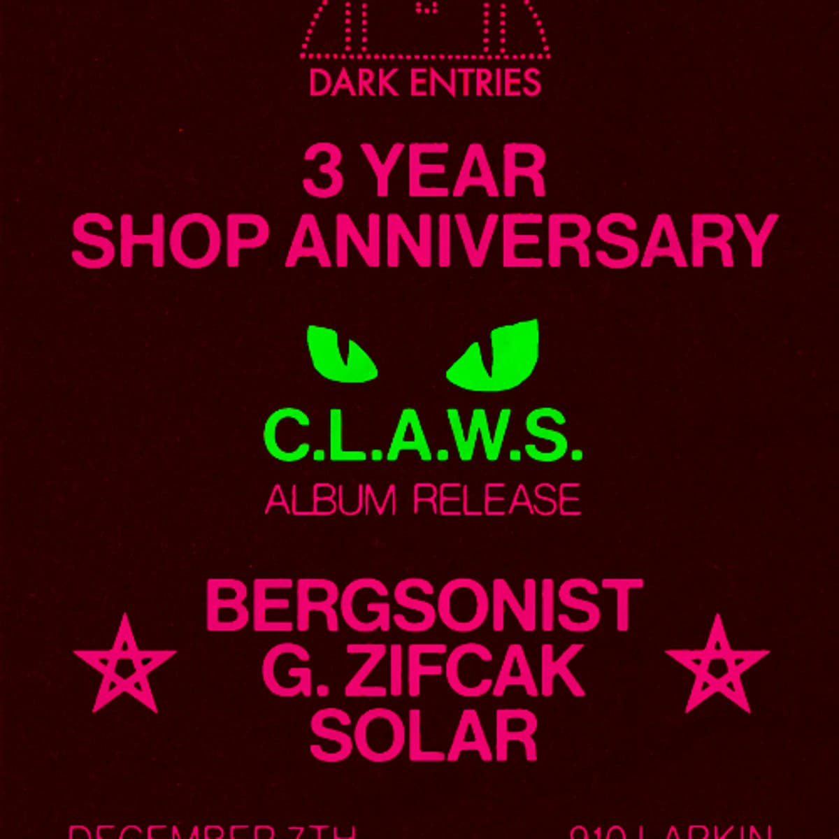 G. ZIFCAK at Dark Entries Records 12-7-25 - darkentriesrecords cover