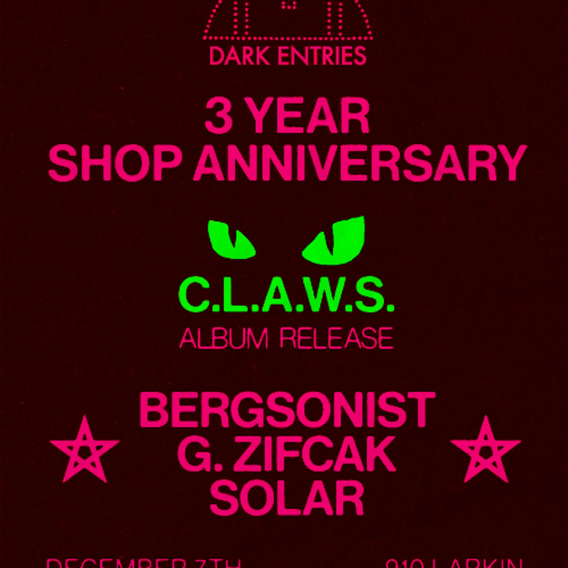 G. ZIFCAK at Dark Entries Records 12-7-25 - darkentriesrecords cover