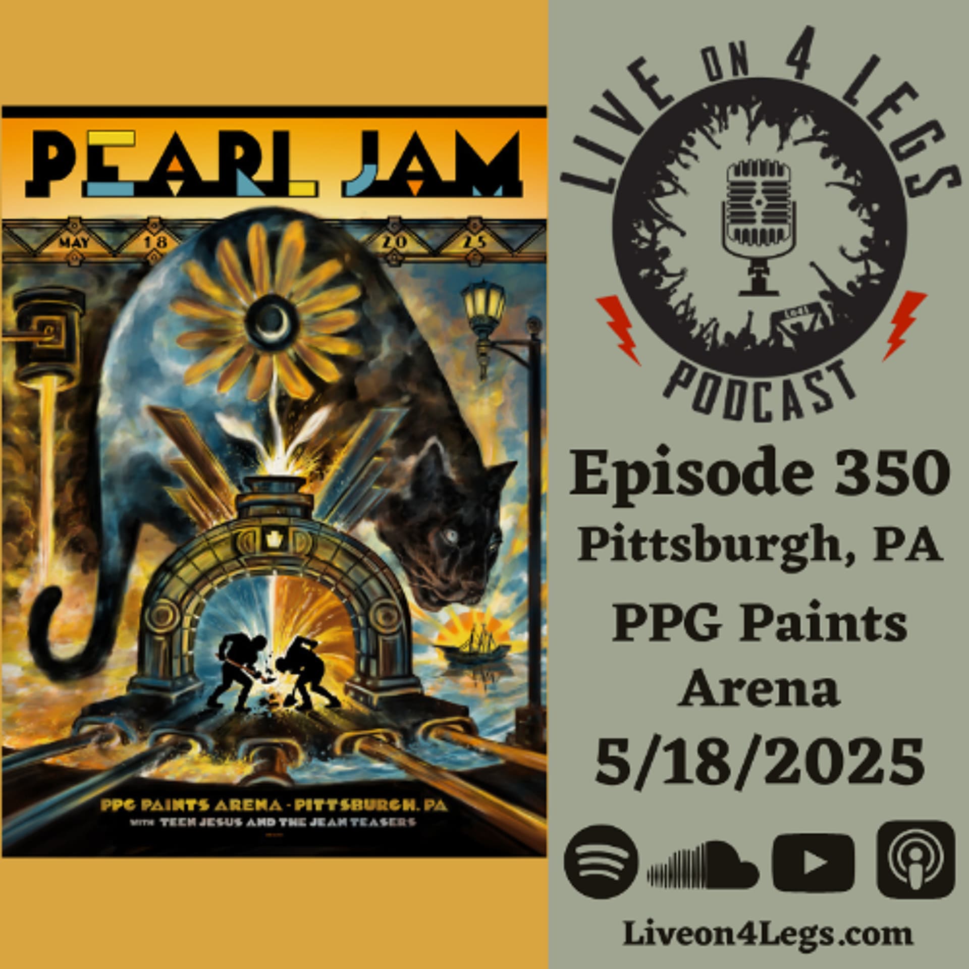 Episode 350: Pittsburgh, PA - 5/18/2025 — Live On 4 Legs: Pearl Jam Podcast cover