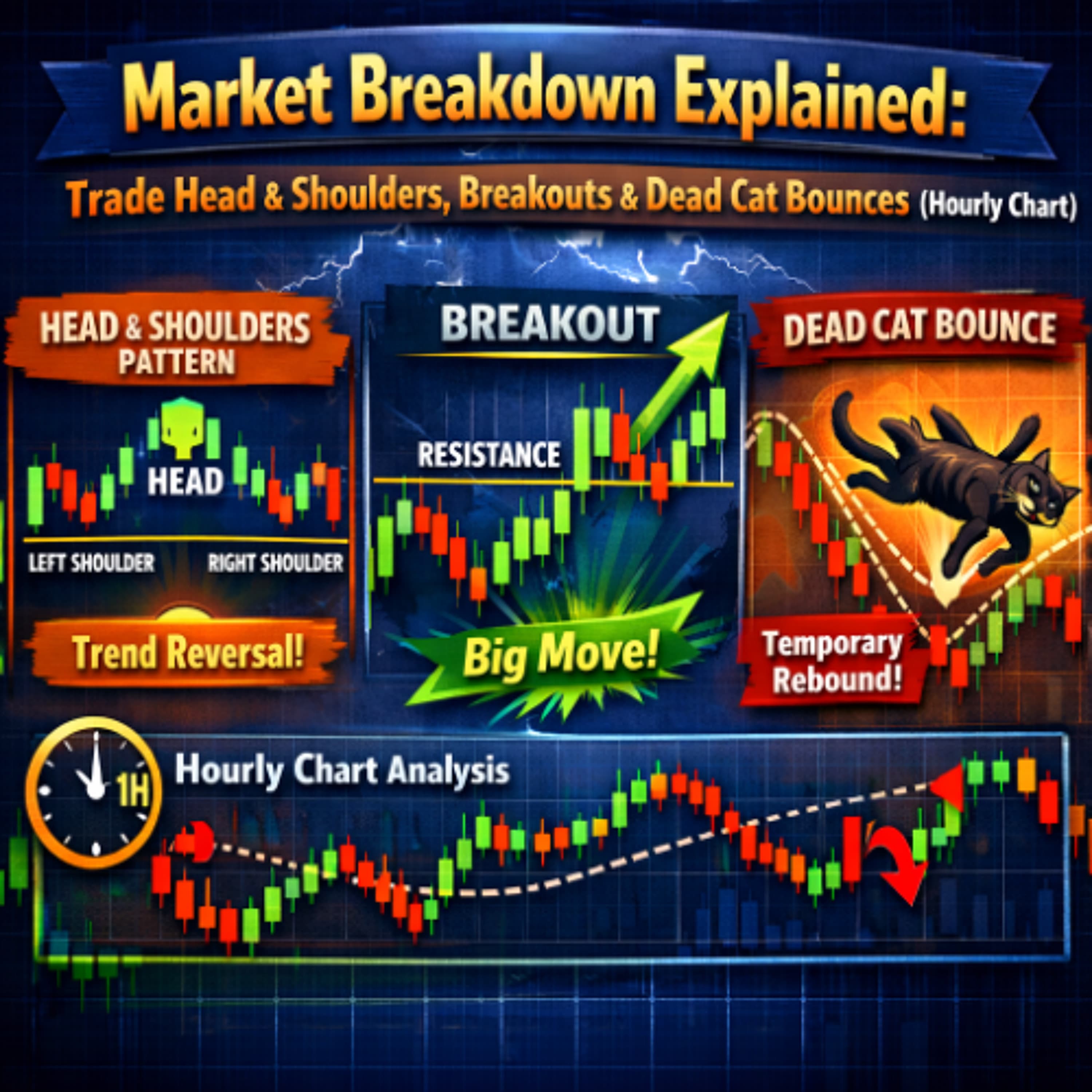 Market Breakdown Explained; Head & Shoulders, Breakouts, and Dead Cat Bounces - Locke In Your Success cover