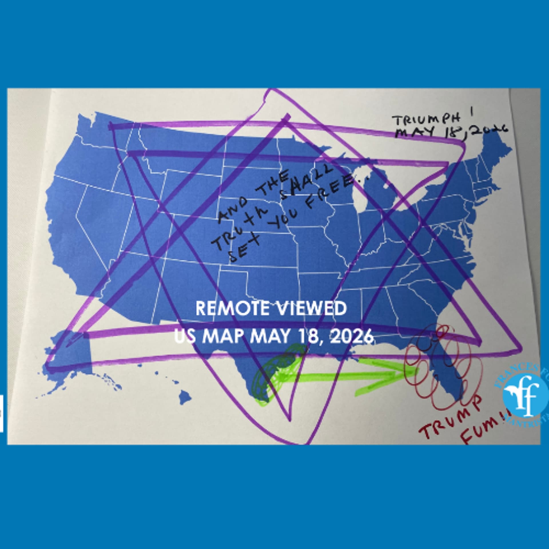 REMOTE VIEW US MAP, VENEZUELA, CARIBBEAN, IRAN - MAY 18, 2026 — Frances Fox: News From Other Dimensions cover
