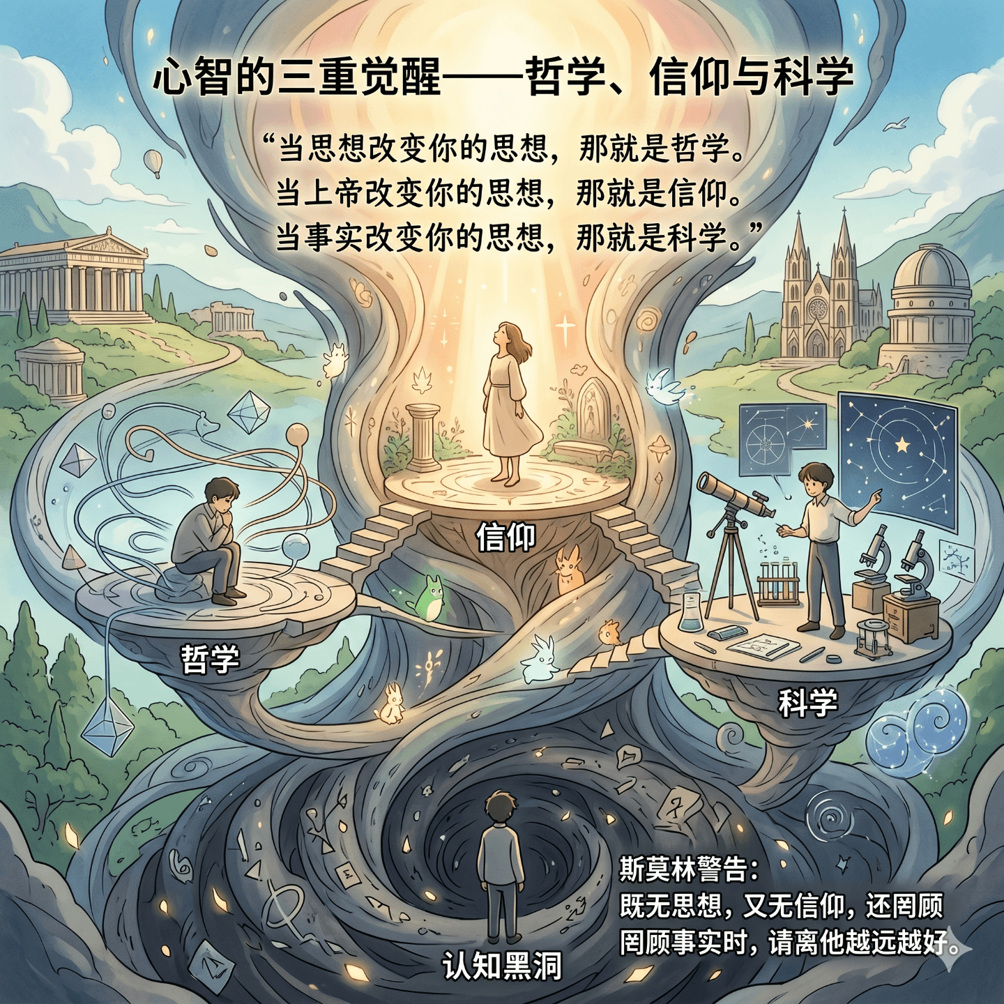 心智的三重觉醒 — 哲学、信仰与科学 - NoteBookLM的自我思考 cover