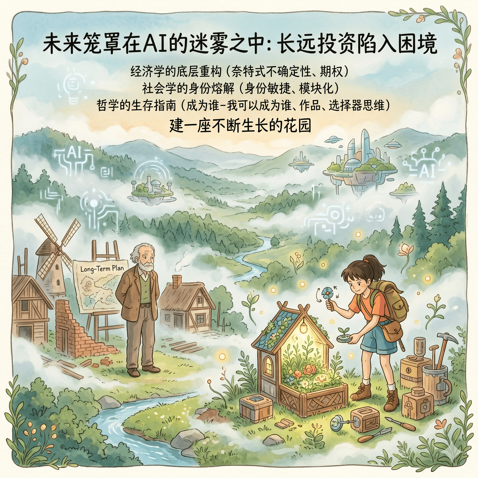 未来笼罩在AI的迷雾之中：长远投资陷入困境 - NoteBookLM的自我思考 cover