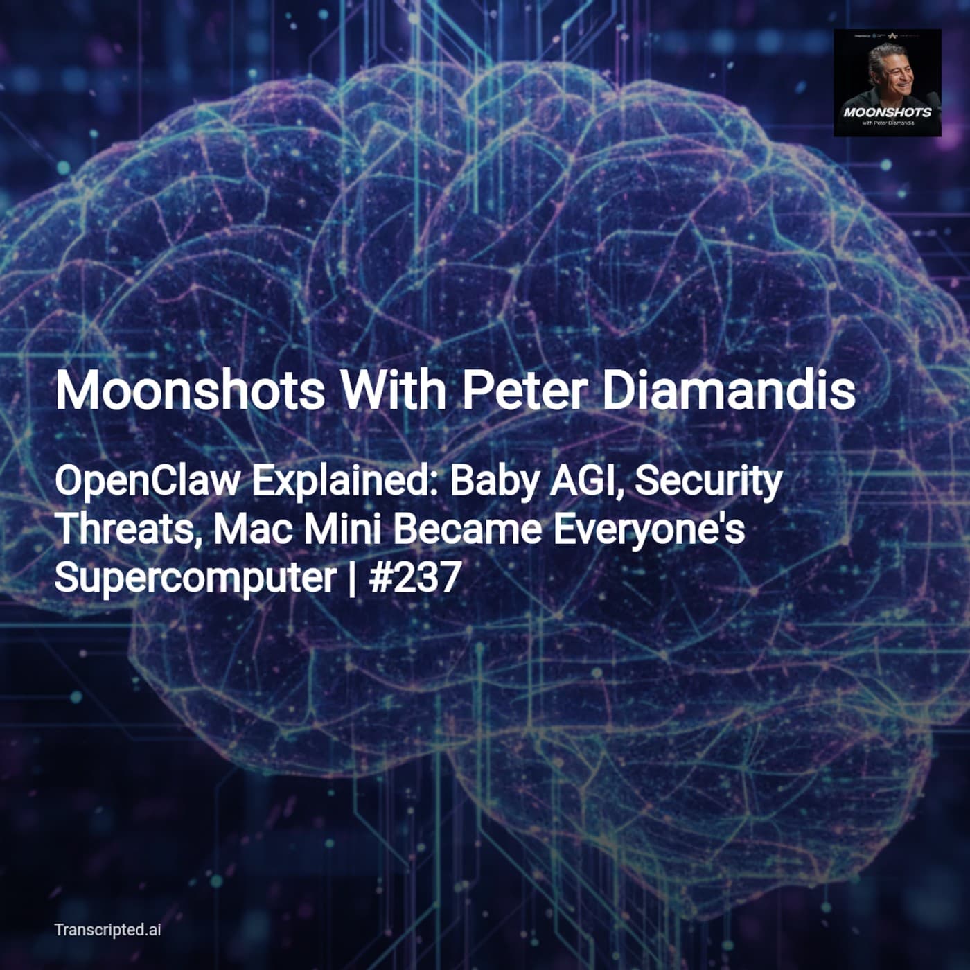OpenClaw: Baby AGIs, Mac Minis & Security — Moonshots With Peter Diamandis - AI Podcast Summaries from Transcripted.ai (VIDEO) cover