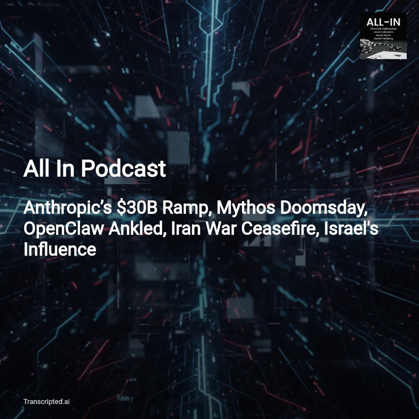 Mythos, $30B Run, and Geopolitics — All In Podcast (Condensed) - AI Podcast Summaries from Transcripted.ai (VIDEO) cover