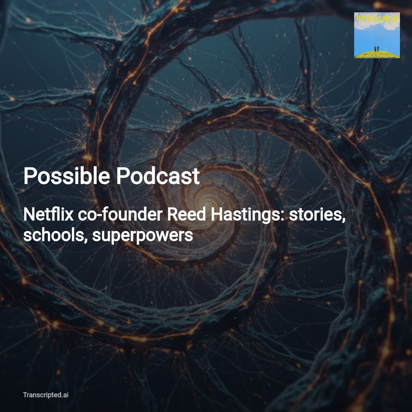 AI, Schools & Storytelling — Possible Podcast: Reed Hastings on Jobs, Risk, and Human Skills — AI Podcast Summaries from Transcripted.ai (VIDEO) cover