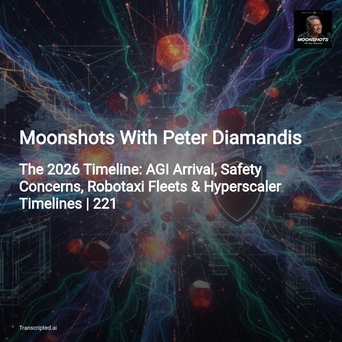 The 2026 Timeline: AGI, Safety & Robotaxis — Moonshots With Peter Diamandis - AI Podcast Summaries from Transcripted.ai (VIDEO) cover