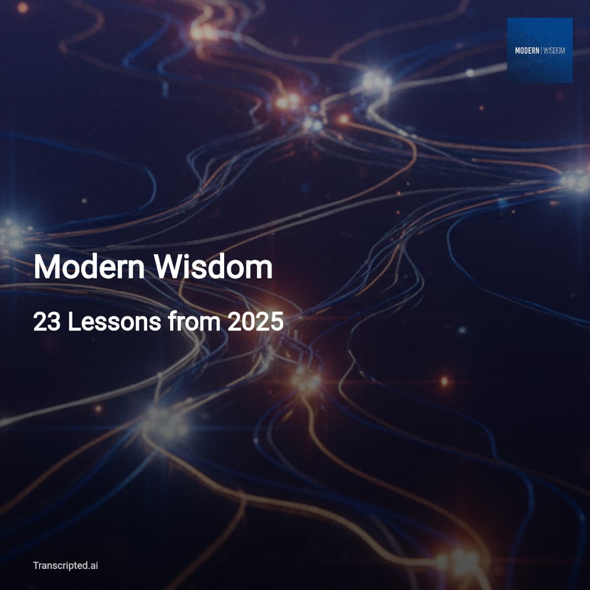 23 Lessons from 2025 — Modern Wisdom: Clear Questions, Quiet Courage (3-min digest) - AI Podcast Summaries from Transcripted.ai (VIDEO) cover