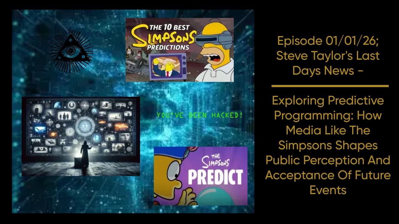 Episode 01/01/26; Steve Taylor’s Last Days News – Exploring Predictive Programming: How Media Like The Simpsons Shapes Public Perception and Acceptance of Future Events — Last Days News cover
