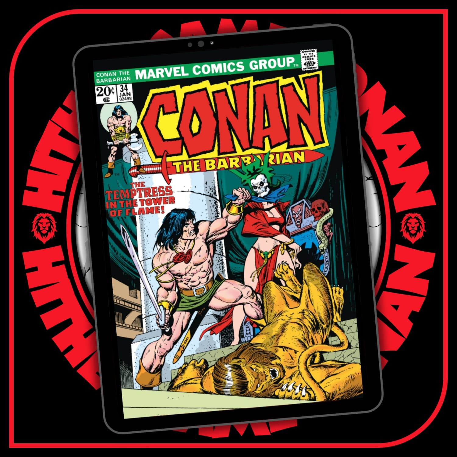 Conan the Barbarian #34 (Marvel: 1973) | The Temptress in the Tower of Flame | 56 — Hither  Came Conan cover