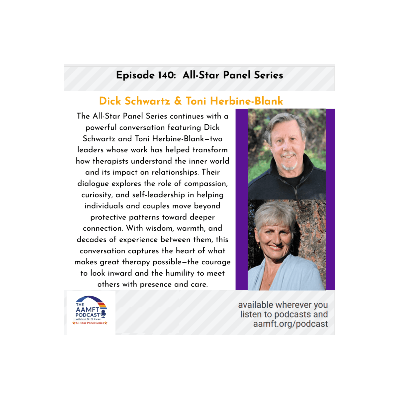 Episode 140:All-Star Panel Series Dick Schwartz & Toni Herbine-Blank - The AAMFT Podcast cover