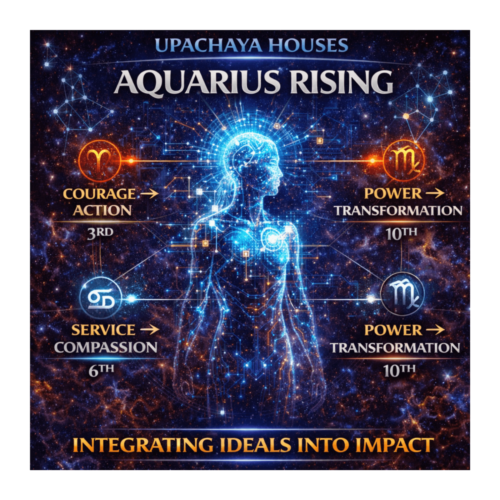 Aquarius Rising & Upachaya Houses: From Vision to Execution | Conscious Growth in Jyotish - Vedic Astrology : Ancient Wisdom for Modern Human cover