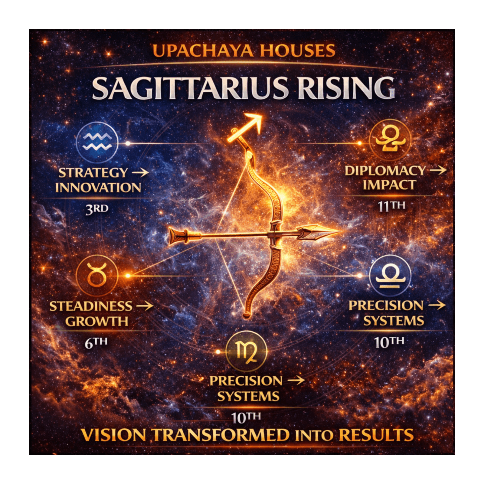 Sagittarius Rising Upachaya Houses | Turning Vision into Action in Jyotish - Vedic Astrology : Ancient Wisdom for Modern Human cover