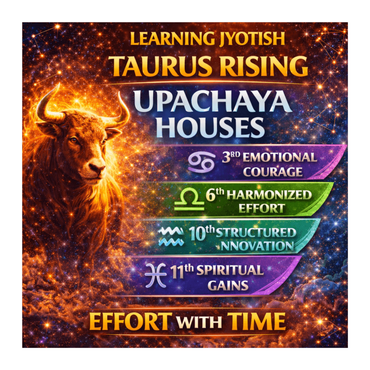 Taurus Rising & Upachaya Houses | Conscious Growth Through Effort in Vedic Astrology - Vedic Astrology : Ancient Wisdom for Modern Human cover