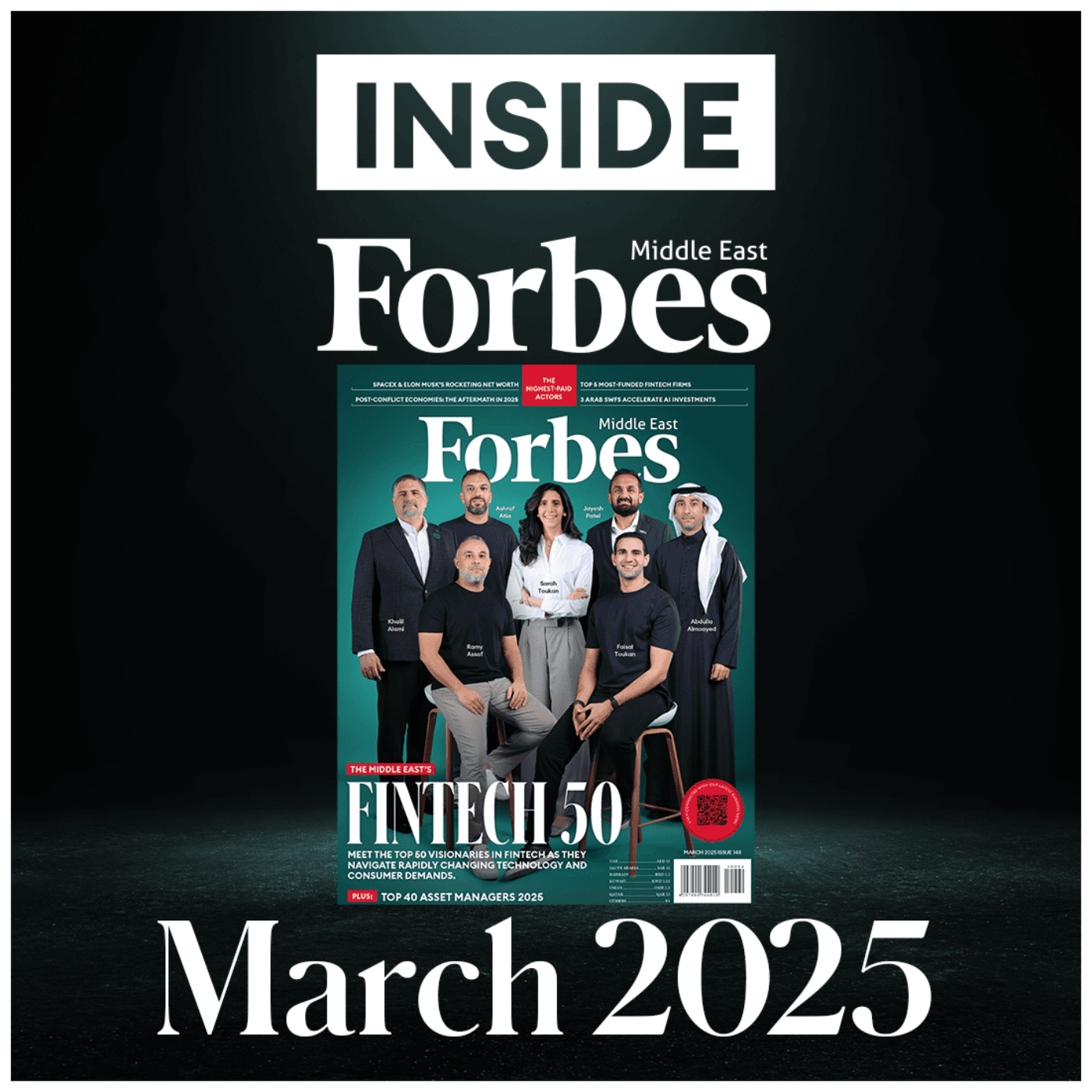 INSIDE Forbes | The Fintech 50 and Top 40 Asset Managers |Forbes ME Mar 2025 - INSIDE Forbes cover