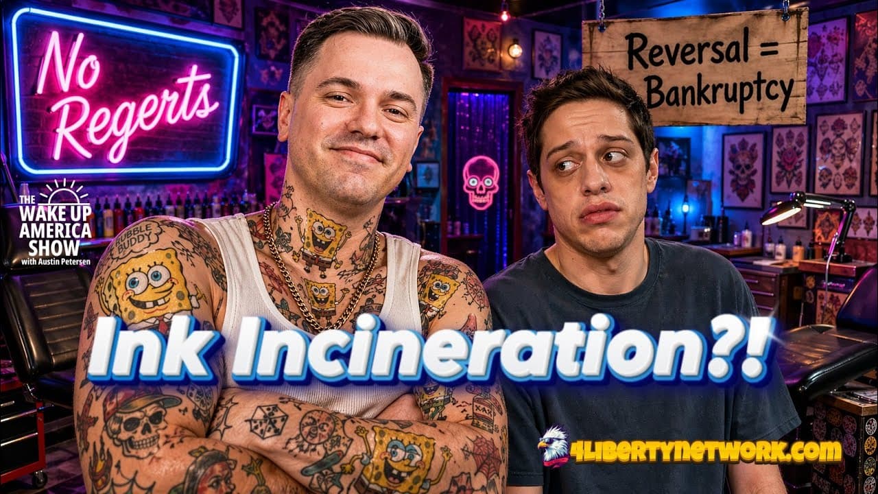 No Tattoo Vindication? Pete Davidson Burns Spongebob Off his Arm — The Wake Up America show with Austin Petersen cover
