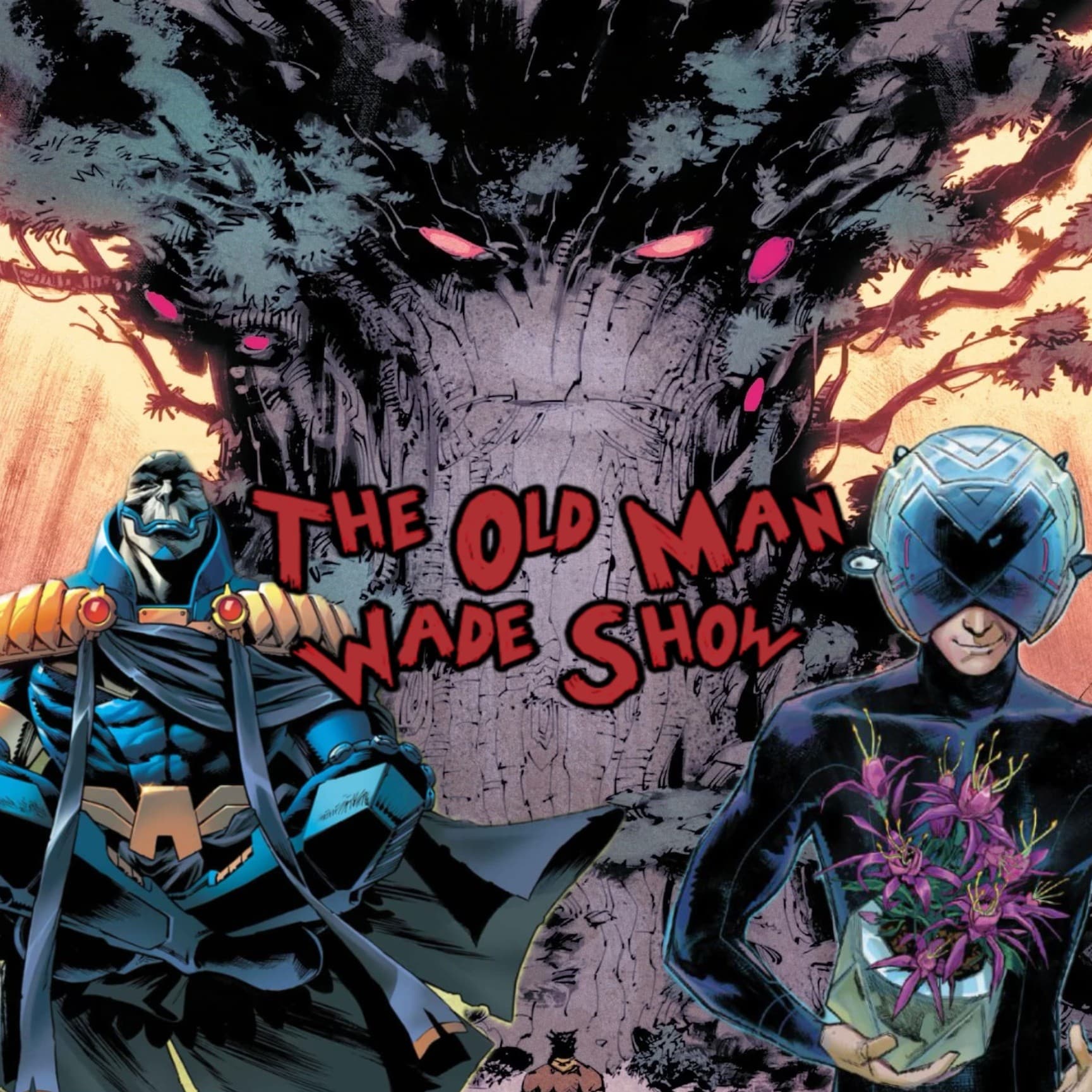 Comic Book Characters flexing their powers - The Old Man Wade Show cover