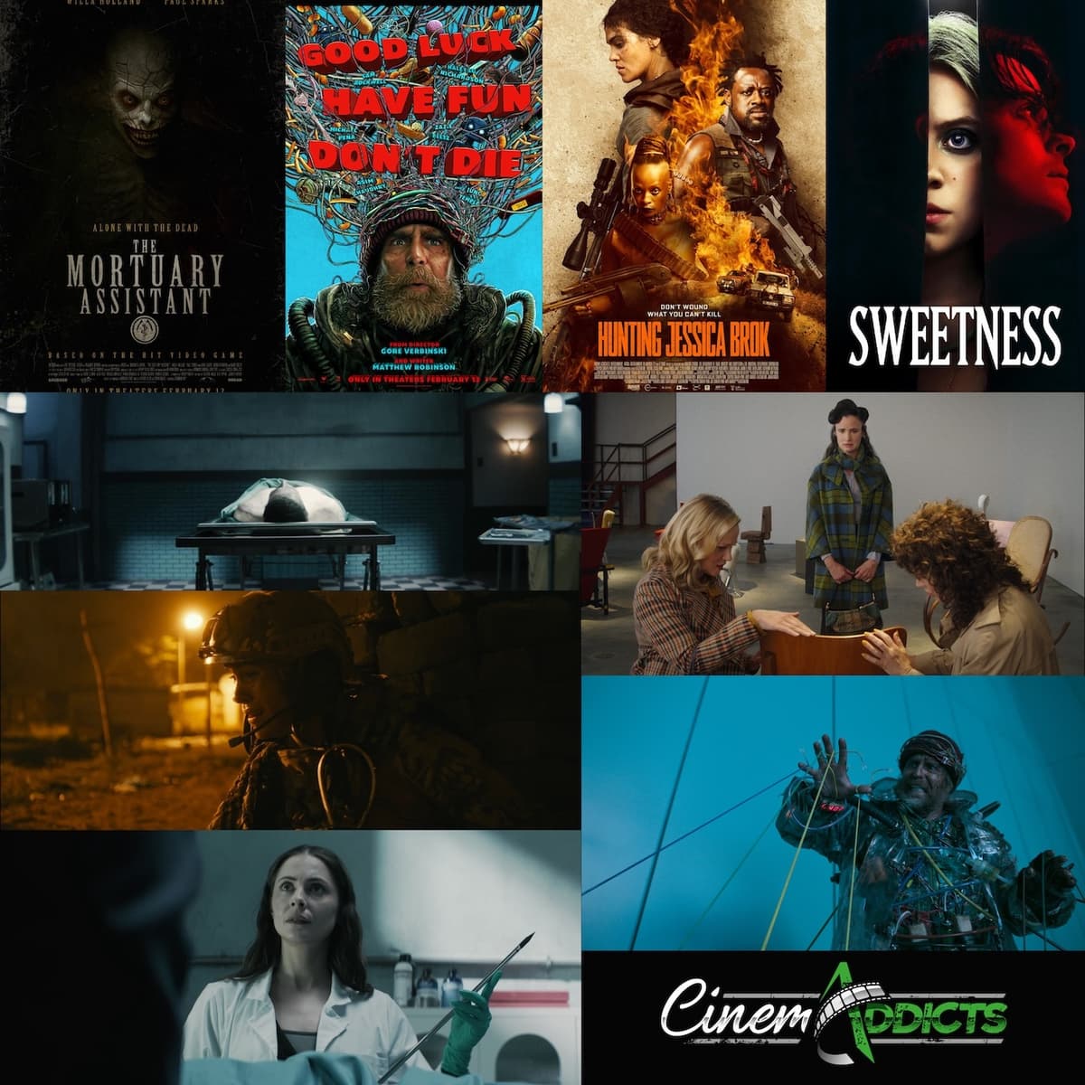 CinemAddicts 331: Good Luck Have Fun Don't Die, The Mortuary Assistant, Hunting Jessica Brok, By Design - CinemAddicts cover