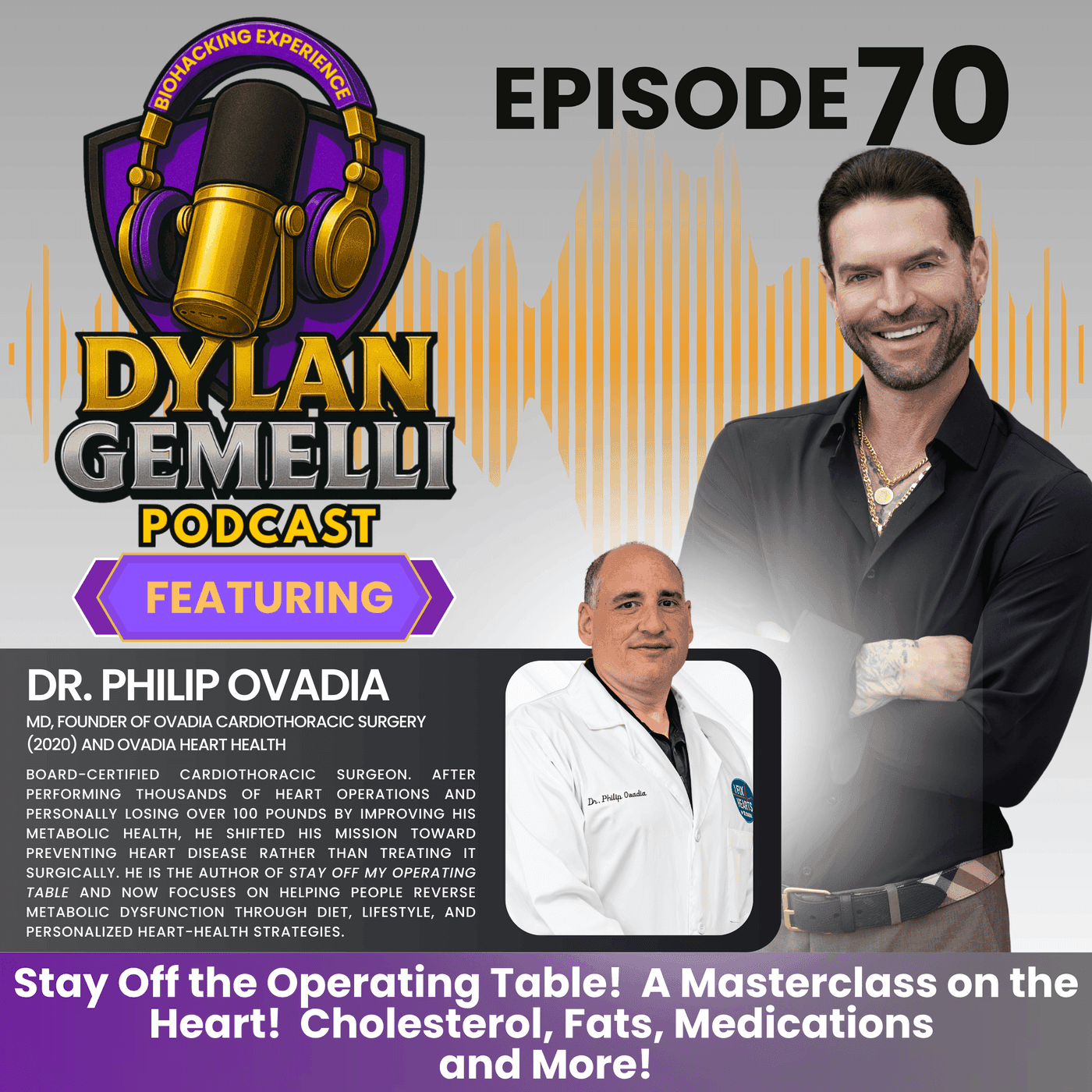 Episode #70 Featuring Dr. Philip Ovadia!  STAY OFF THE OPERATING TABLE!  A masterclass on heart health!  Overcoming Myths on Cholesterol and Fats, Hearth Healthy Diet, Heart Meds and more! — The Dylan Gemelli Podcast cover