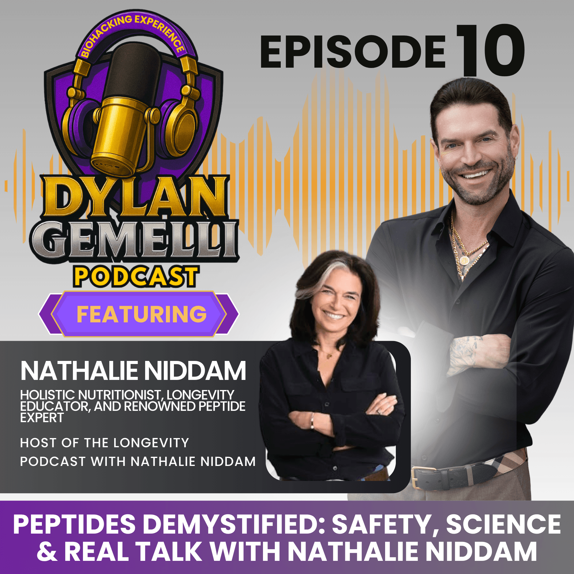 Episode #10 Featuring Longevity Biohacker and Peptide Expert Nathalie Niddam!  THE PEPTIDE EPISODE!  Peptides safety and efficacy, nuances of use, pot... - The Dylan Gemelli Podcast cover