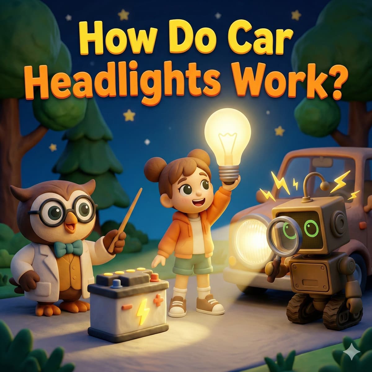 How Do Car Headlights Work? – Energy Transformation & Physics for Kids - STEM with Dr. Owl cover