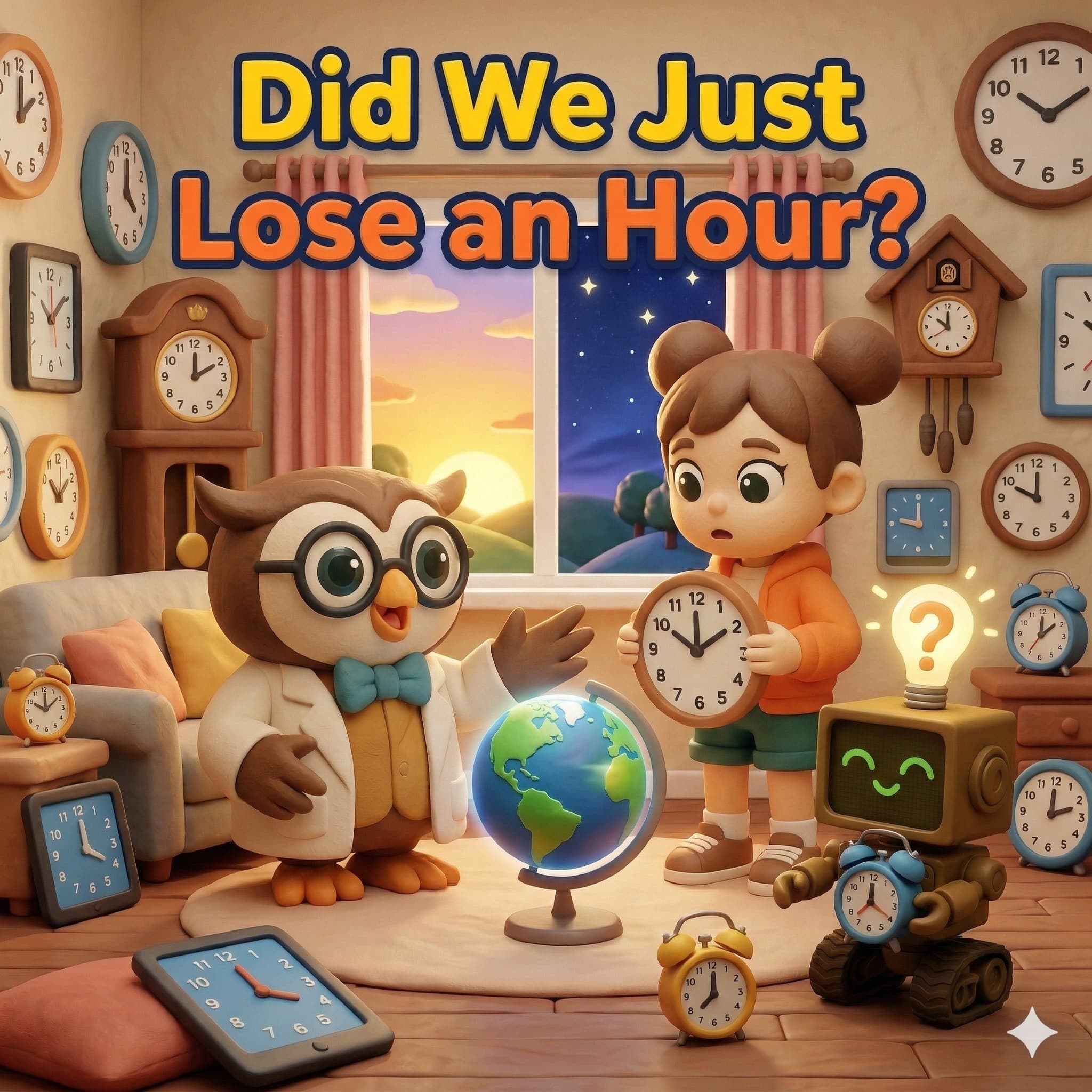 Did We Just Lose an Hour? – Earth's Tilt & Physics for Kids - STEM with Dr. Owl cover