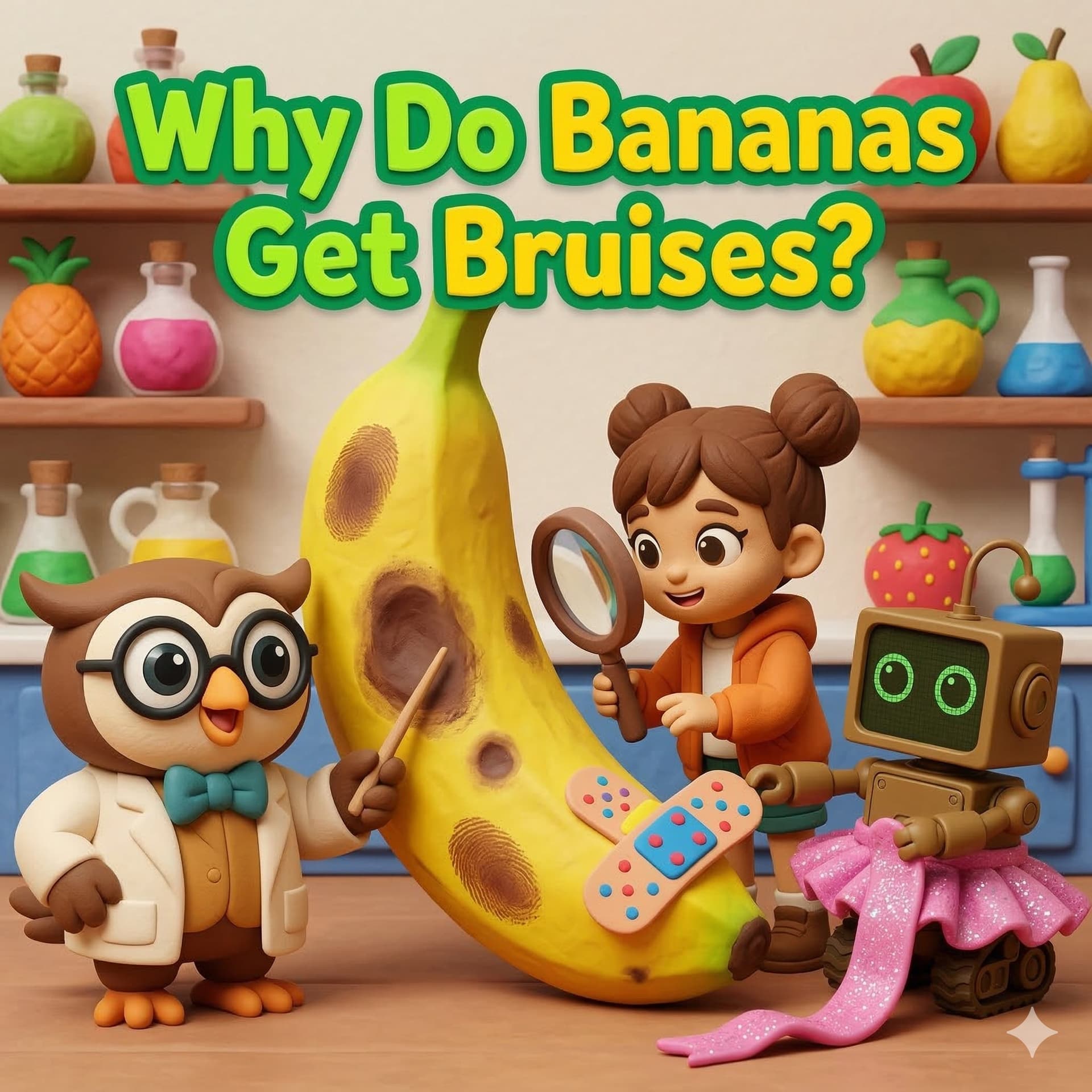 Why Do Bananas Get Bruises? – Biology & Chemistry for Kids - STEM with Dr. Owl cover