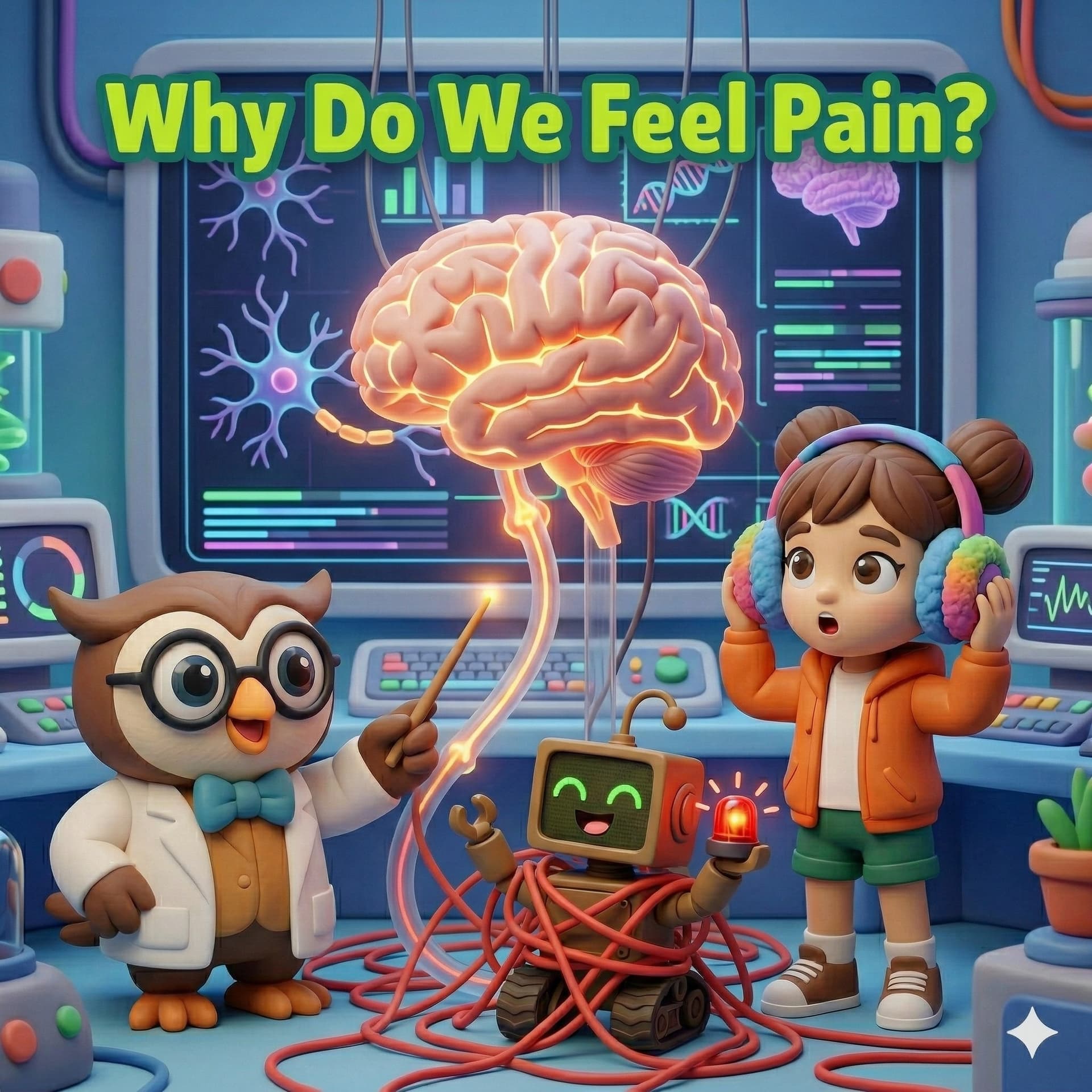 Why Do We Feel Pain? – The Nervous System & Human Biology for Kids - STEM with Dr. Owl cover