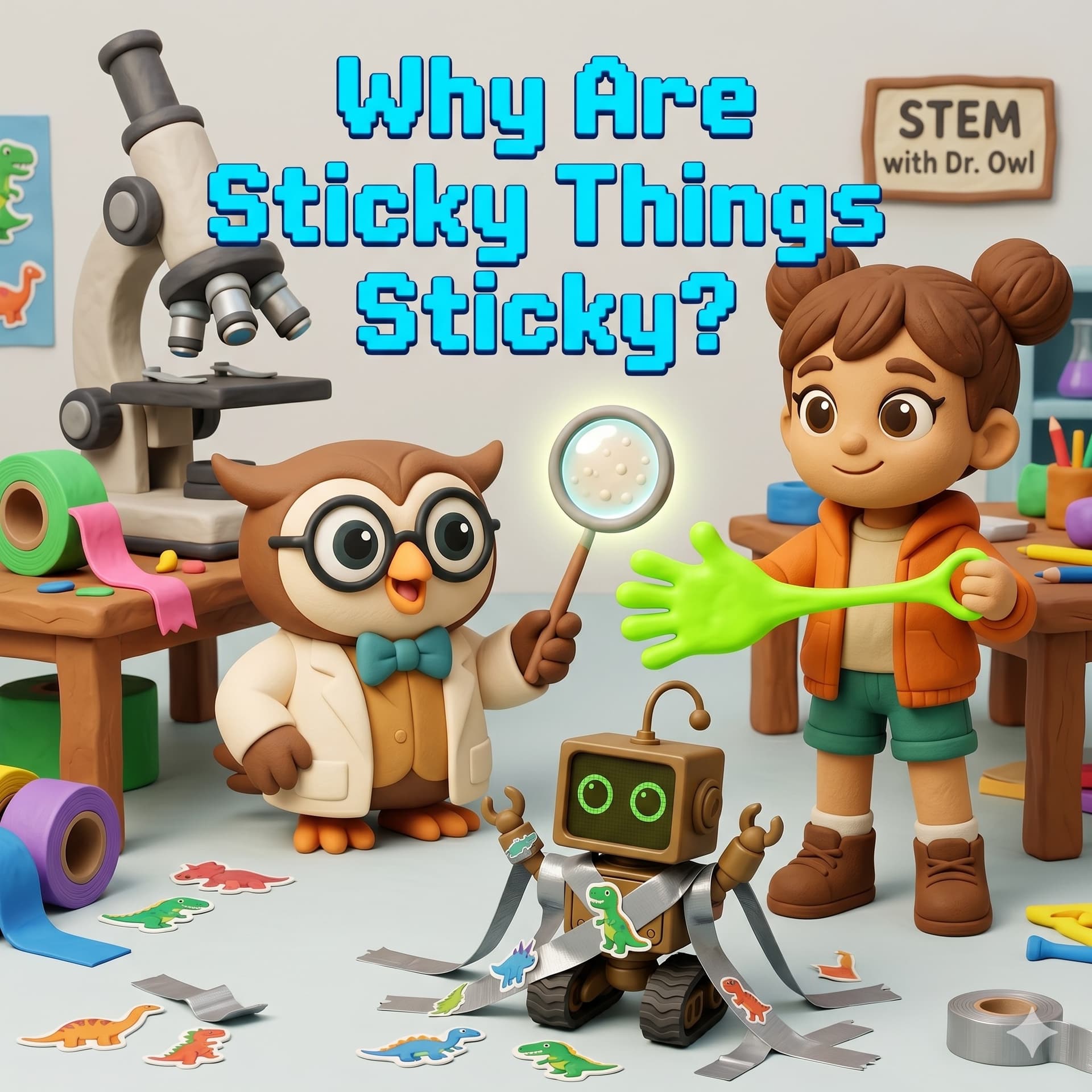 Why Are Sticky Things Sticky? – Materials Science & Everyday Physics for Kids - STEM with Dr. Owl cover