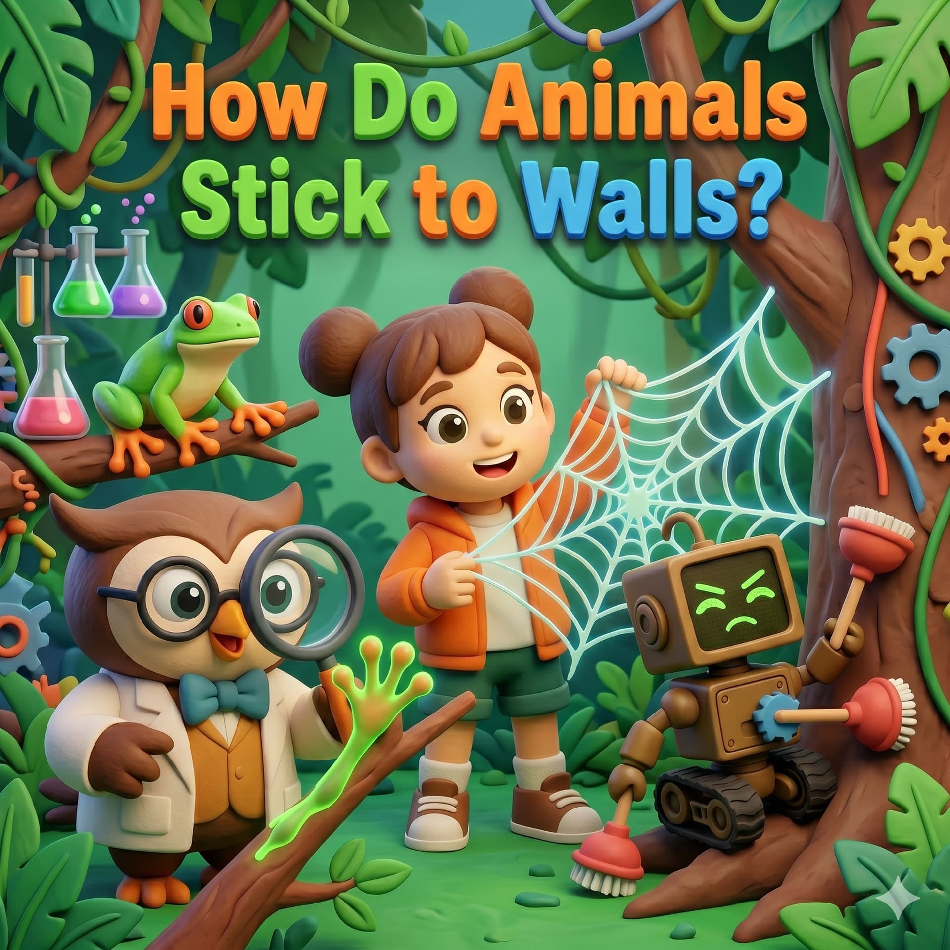 How Do Animals Stick to Walls? – Biology & Biomimicry for Kids - STEM with Dr. Owl cover