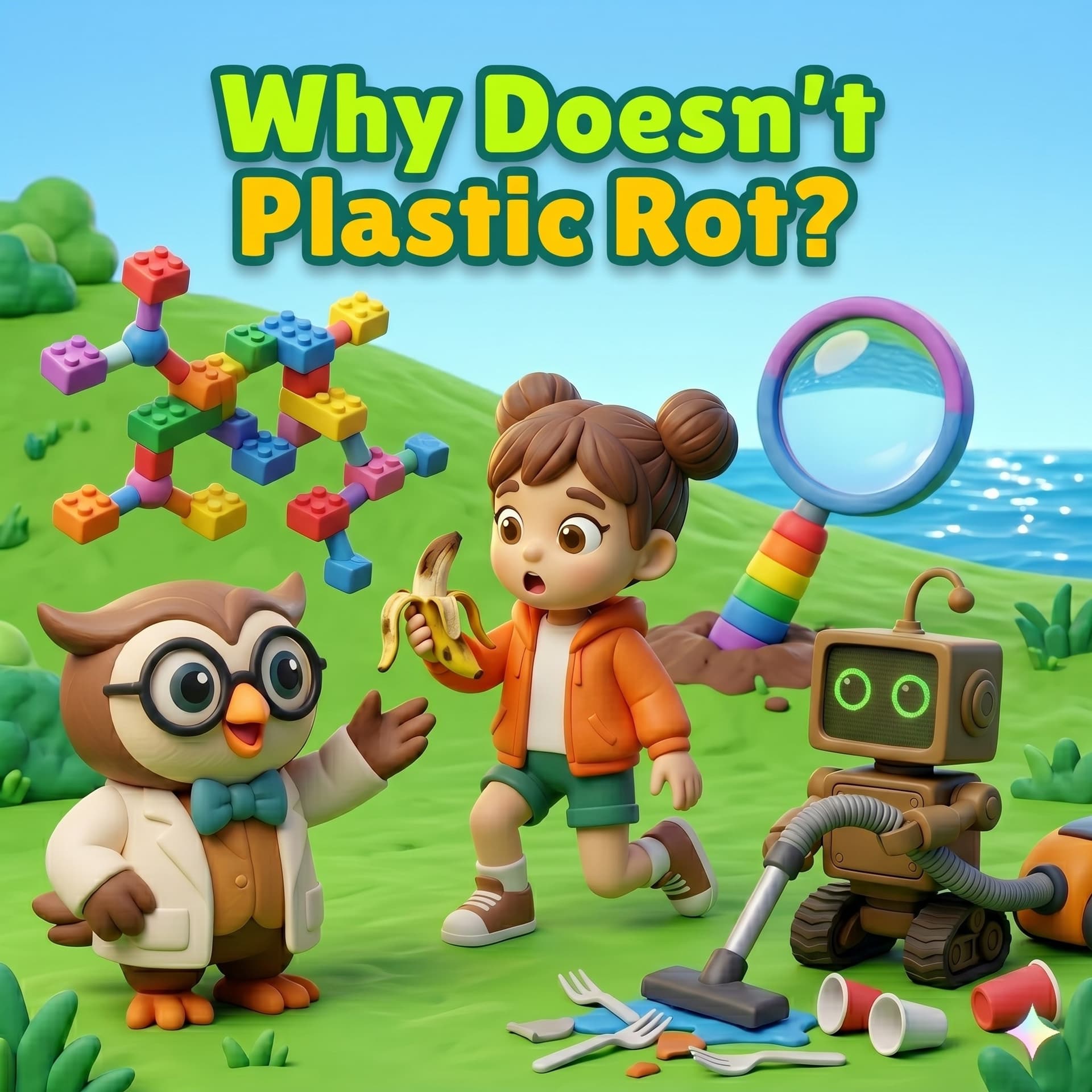 Why Doesn't Plastic Rot? – Chemistry & Environmental Science for Kids - STEM with Dr. Owl cover