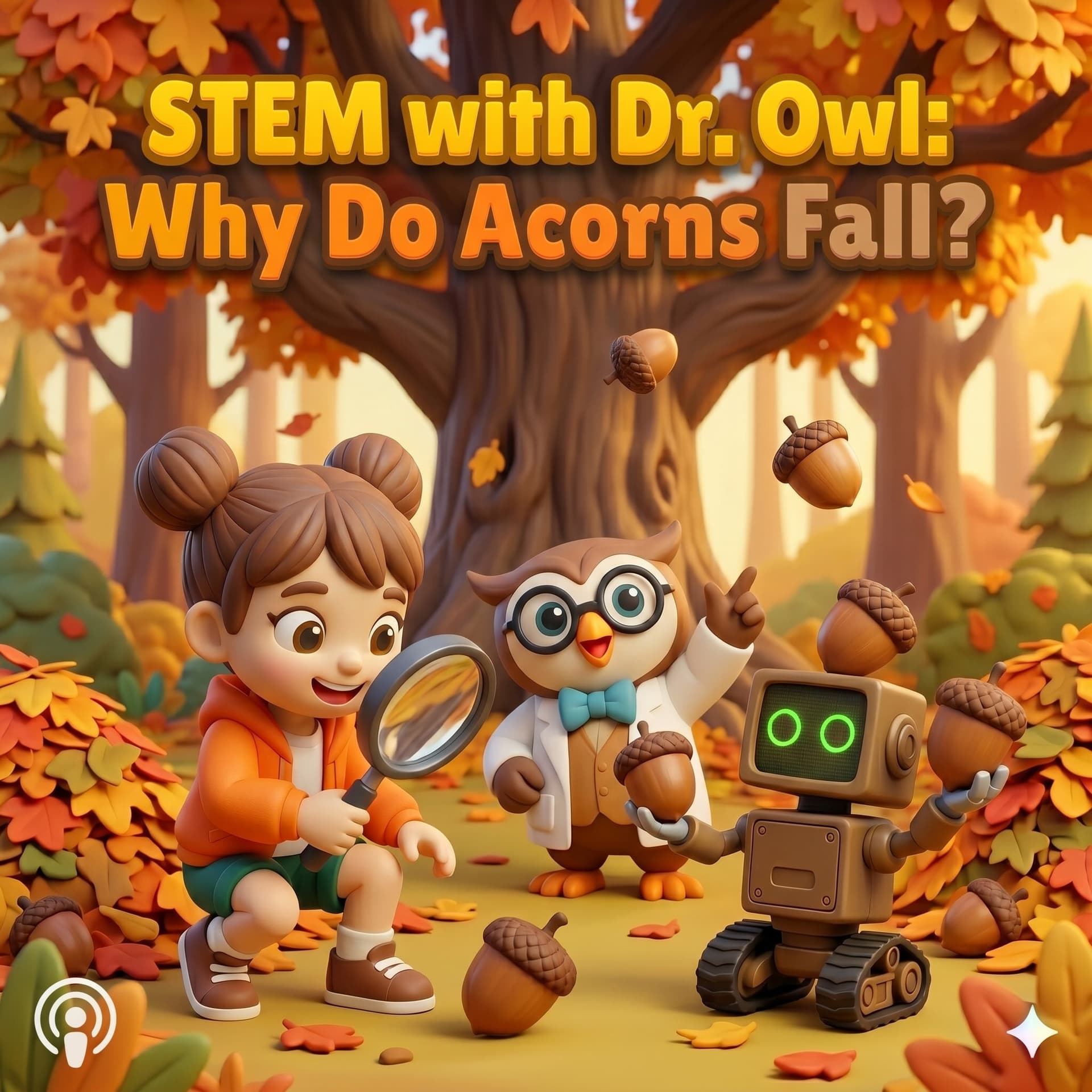 Why Do Acorns Fall? – Seed Dispersal & Botany for Kids — STEM with Dr. Owl cover