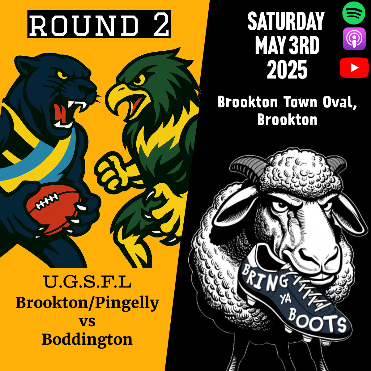 Round 2: UGSFL - Brookton/Pingelly Vs Boddington with Jacob Sounness, James Dent and Travis Hodges - Bring Ya Boots cover