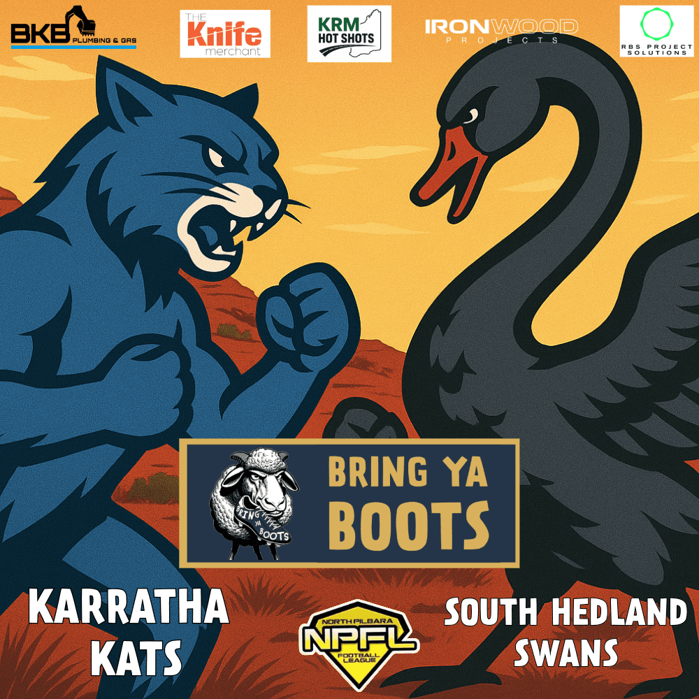 Round 4: Karratha Kats Vs Sth Hedland Swans with Jackson Davey and Matt Mckain - Bring Ya Boots cover